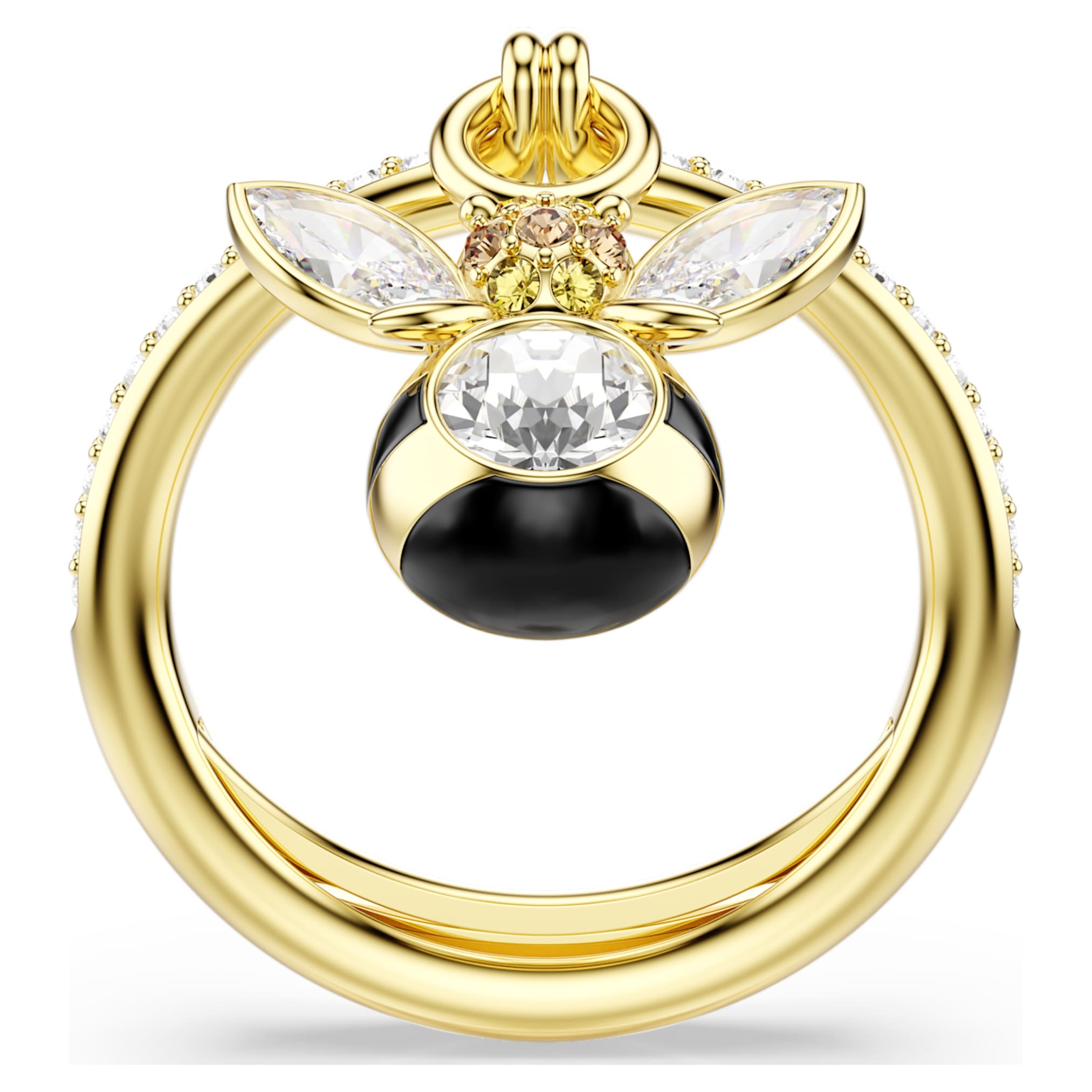 Swarovski Idyllia motif ring Mixed cuts, Bee, Multicolored, 18K gold finish