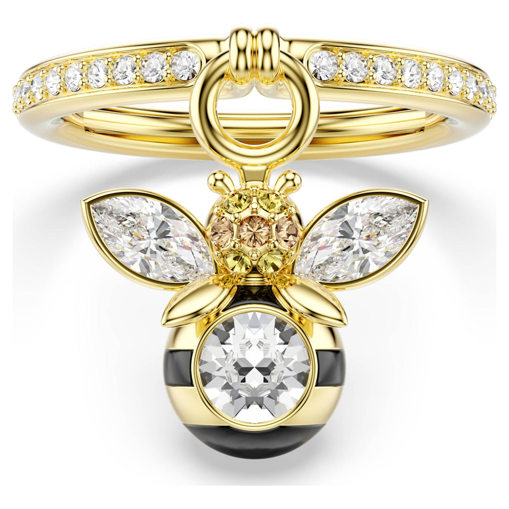 Swarovski Idyllia motif ring Mixed cuts, Bee, Multicolored, 18K gold finish