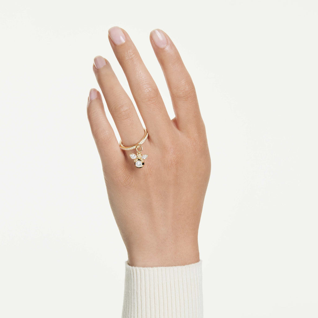 Swarovski Idyllia motif ring Mixed cuts, Bee, Multicolored, 18K gold finish