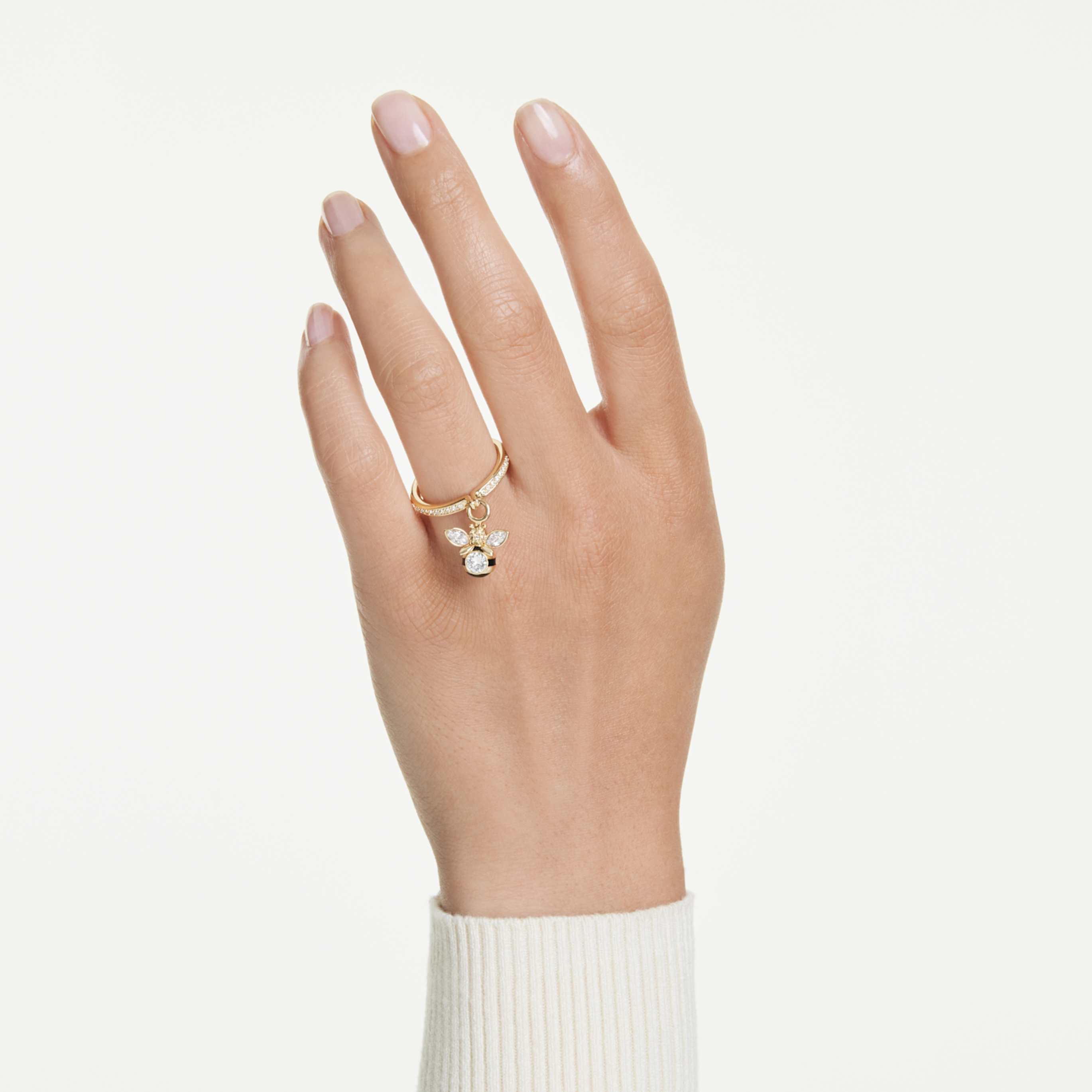 Swarovski Idyllia motif ring Mixed cuts, Bee, Multicolored, 18K gold finish
