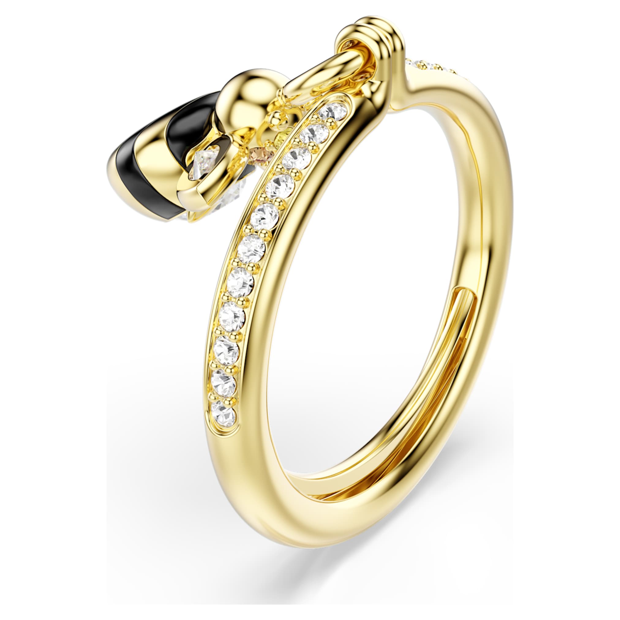 Swarovski Idyllia motif ring Mixed cuts, Bee, Multicolored, 18K gold finish