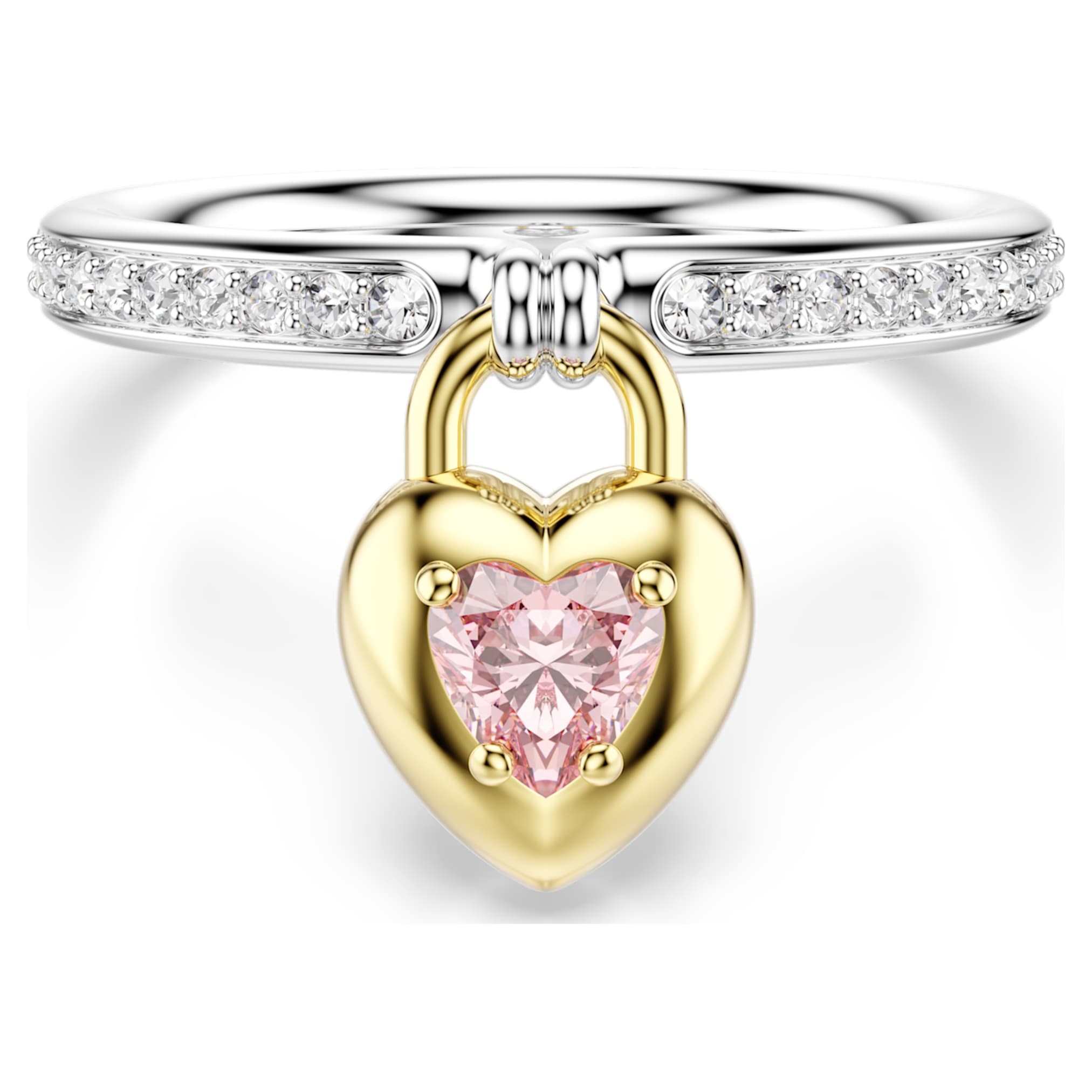 Swarovski Idyllia motif ring Mixed cuts, Heart, Pink, Mixed metal finish