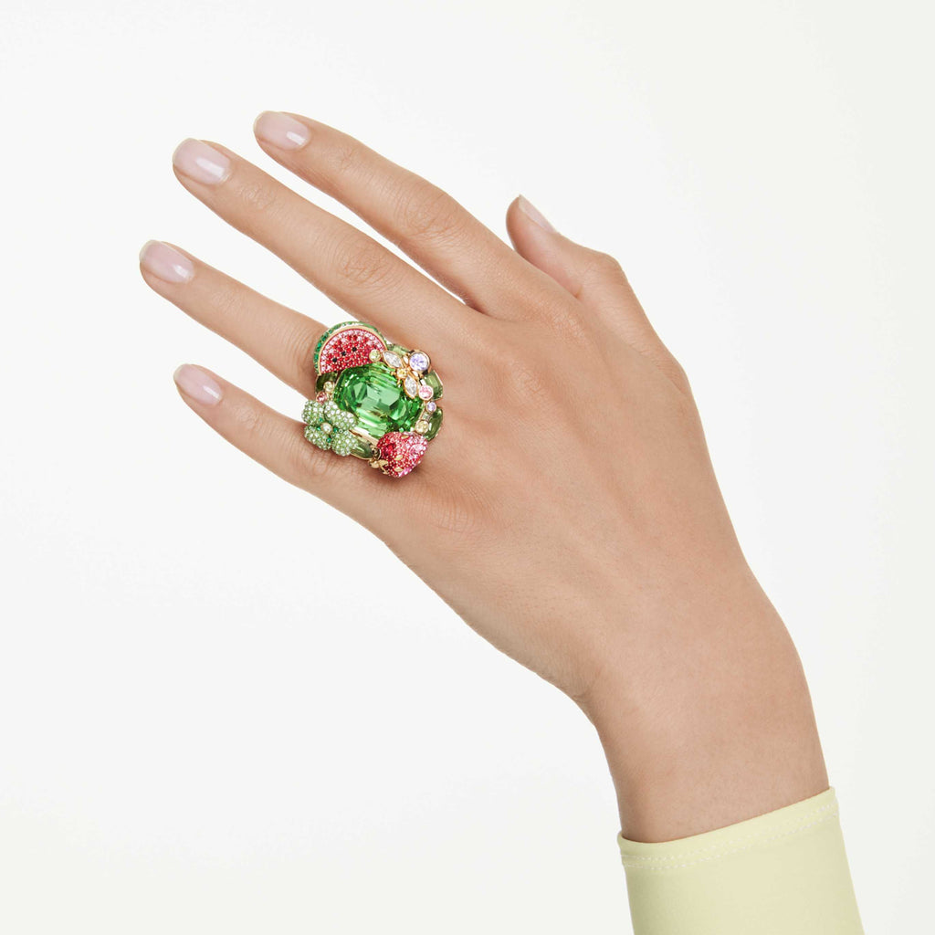 Swarovski Idyllia motif ring Multicolored, 18K gold finish