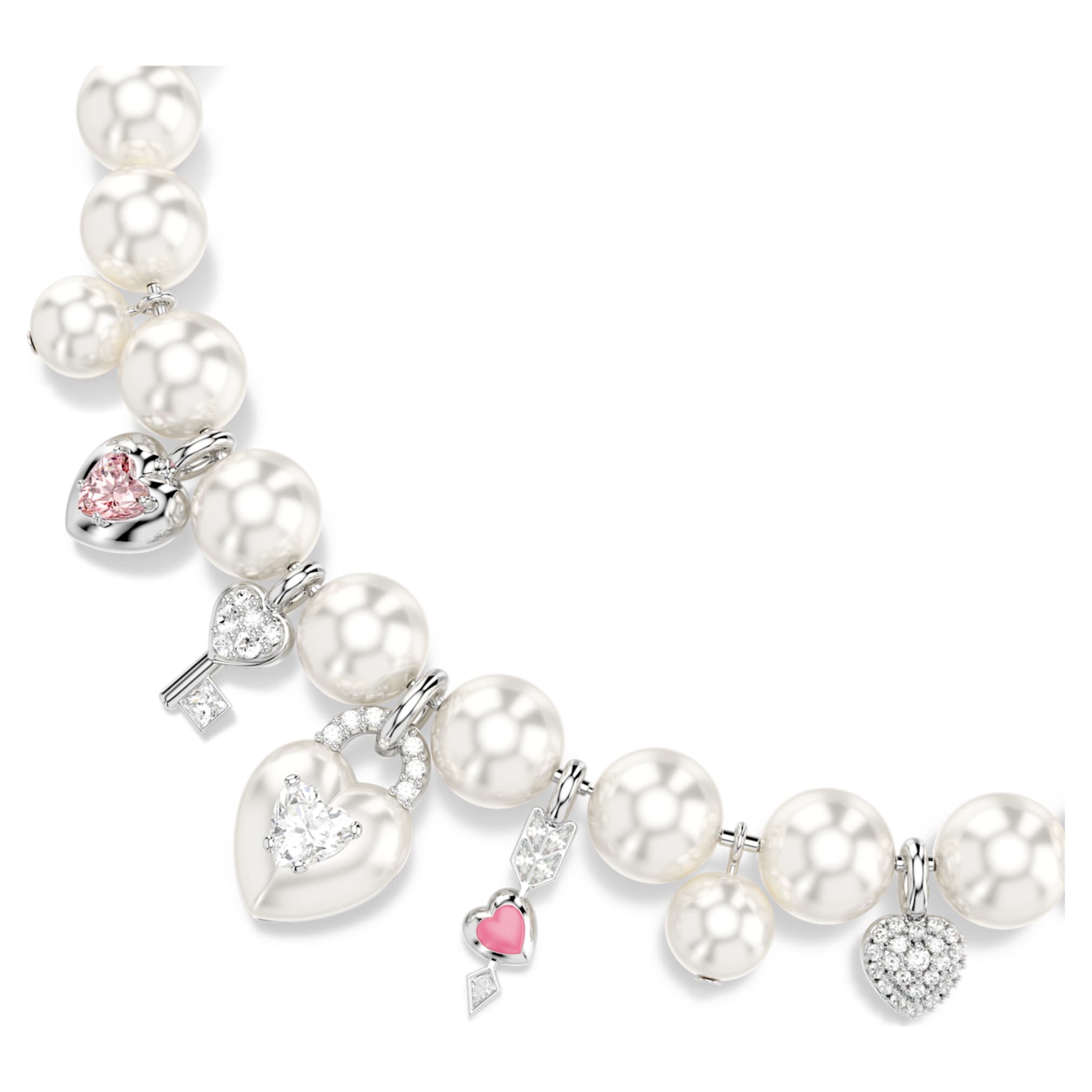Swarovski Idyllia necklace Crystal pearl, Mixed cuts, White, Rhodium plated