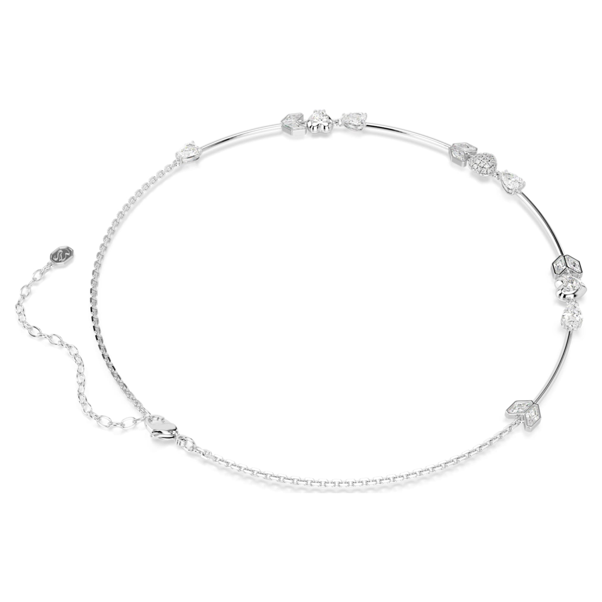 Swarovski Idyllia necklace Heart with arrow, White, Rhodium plated