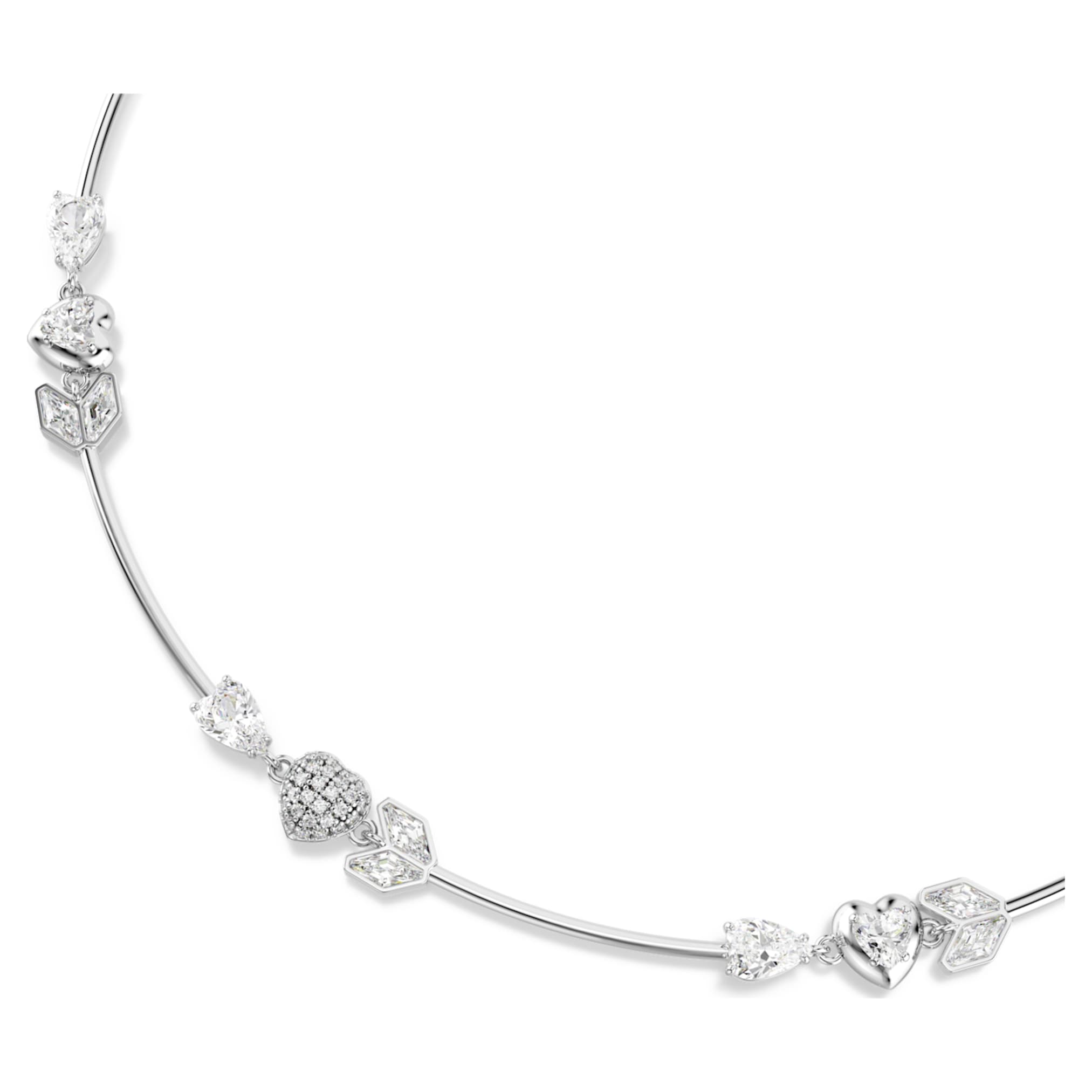Swarovski Idyllia necklace Heart with arrow, White, Rhodium plated