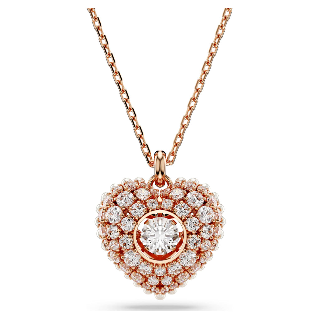 Swarovski Idyllia pendant Crystal pearl, Heart, White, 18K rose gold finish