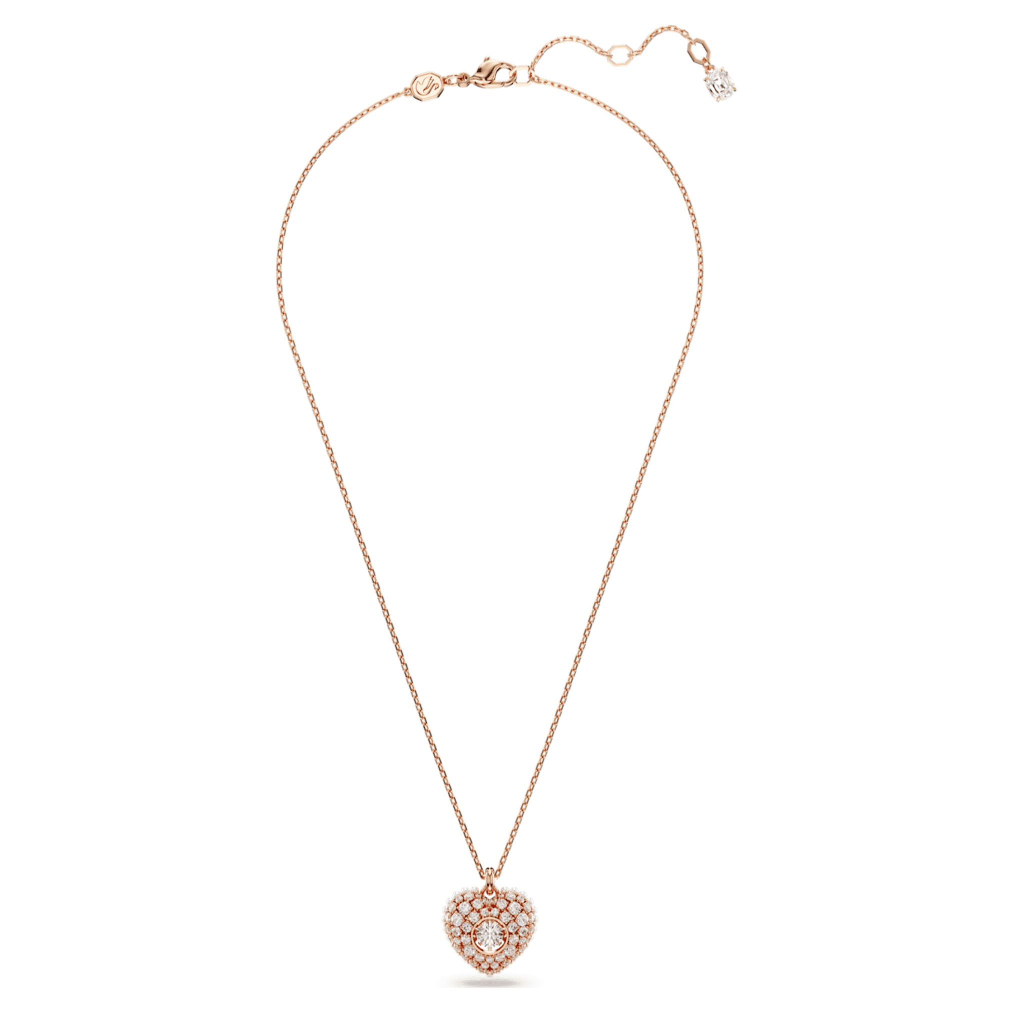 Swarovski Idyllia pendant Crystal pearl, Heart, White, 18K rose gold finish