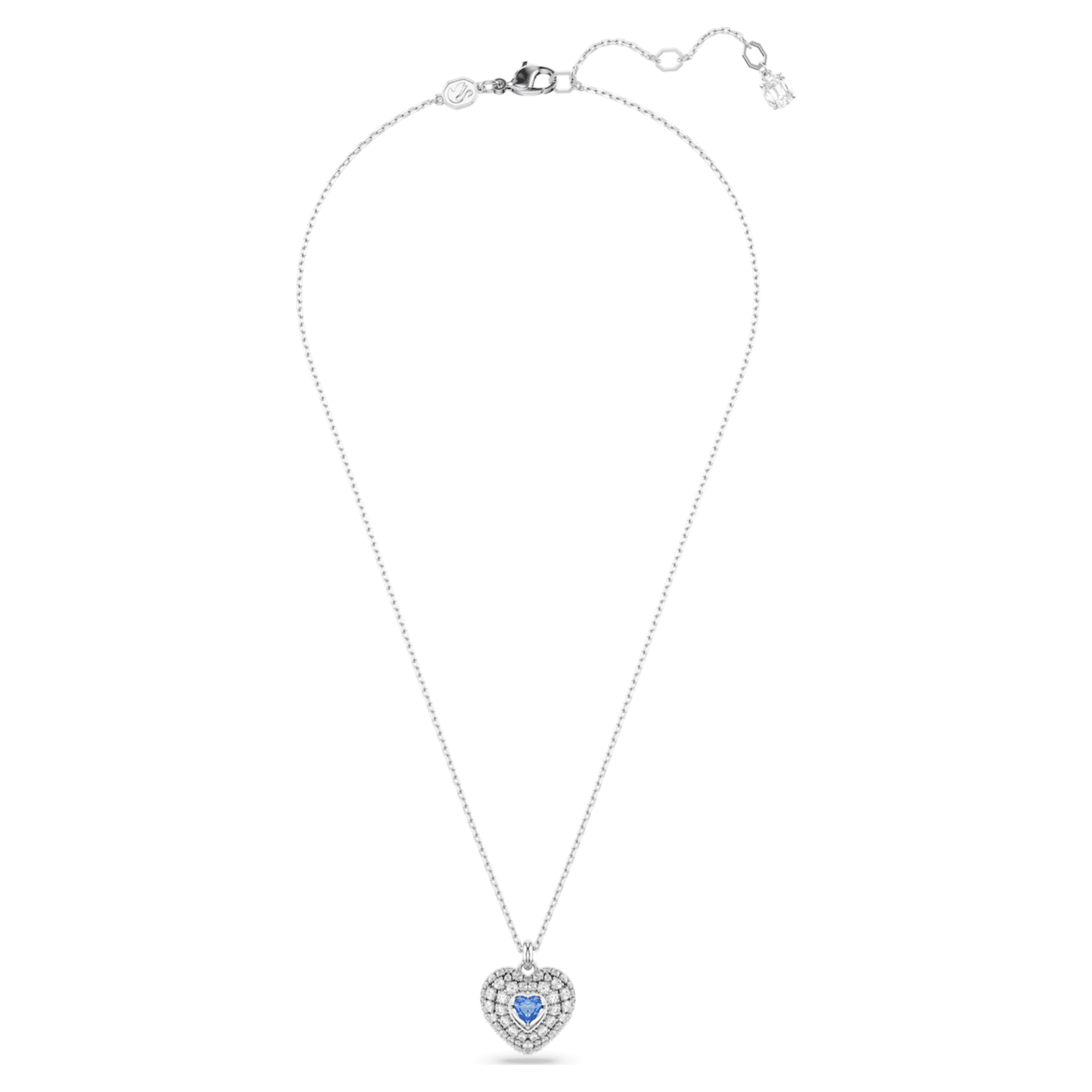 Swarovski Idyllia pendant Heart, Blue, Rhodium plated