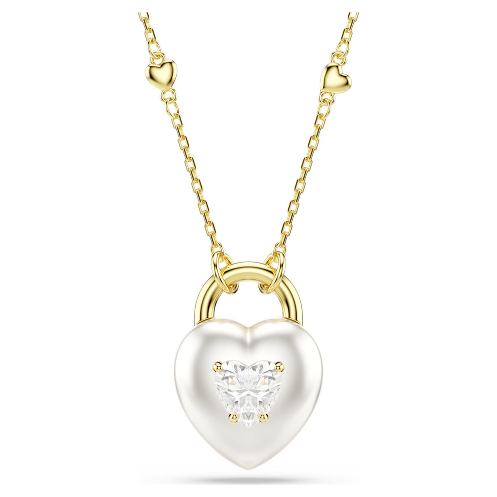 Swarovski Idyllia pendant Mixed cuts, Heart, White, 18K gold finish