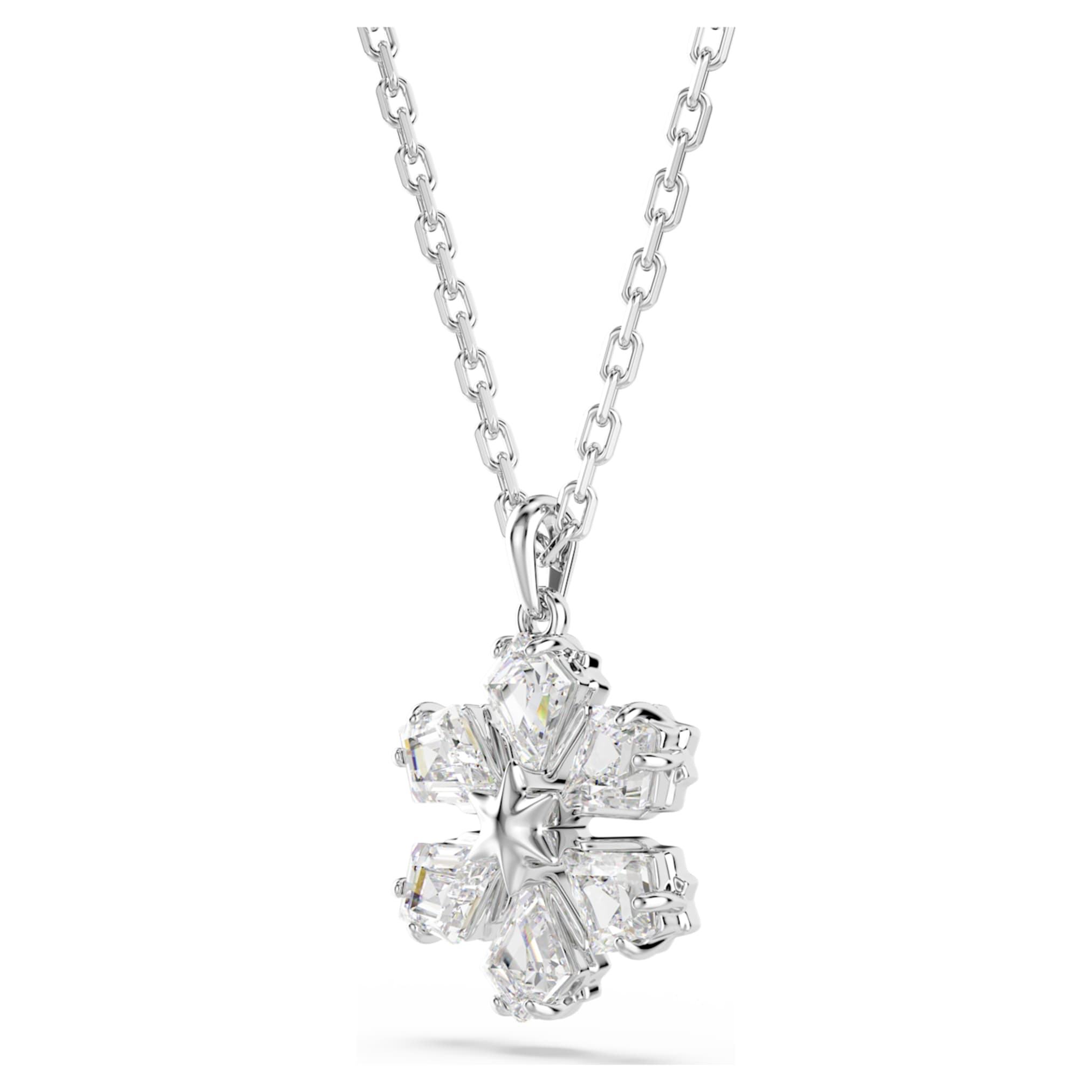 Swarovski Idyllia pendant Mixed cuts, Snowflake, White, Rhodium plated
