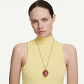 Swarovski Idyllia pendant Mixed cuts, Strawberry, Red, 18K gold finish