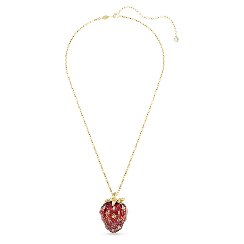 Swarovski Idyllia pendant Mixed cuts, Strawberry, Red, 18K gold finish
