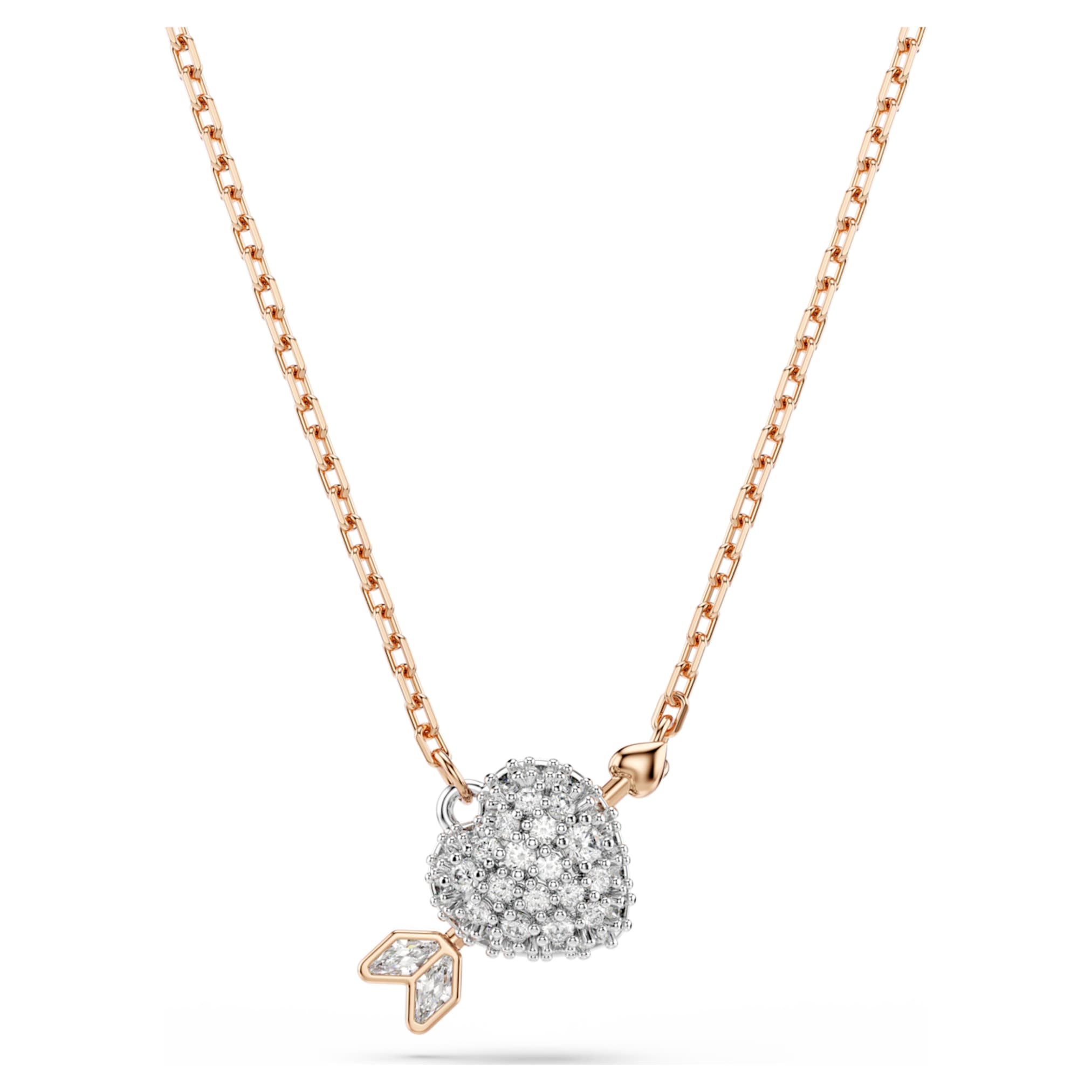 Swarovski Idyllia set Mixed cuts, Heart with arrow, White, 18K rose gold finish