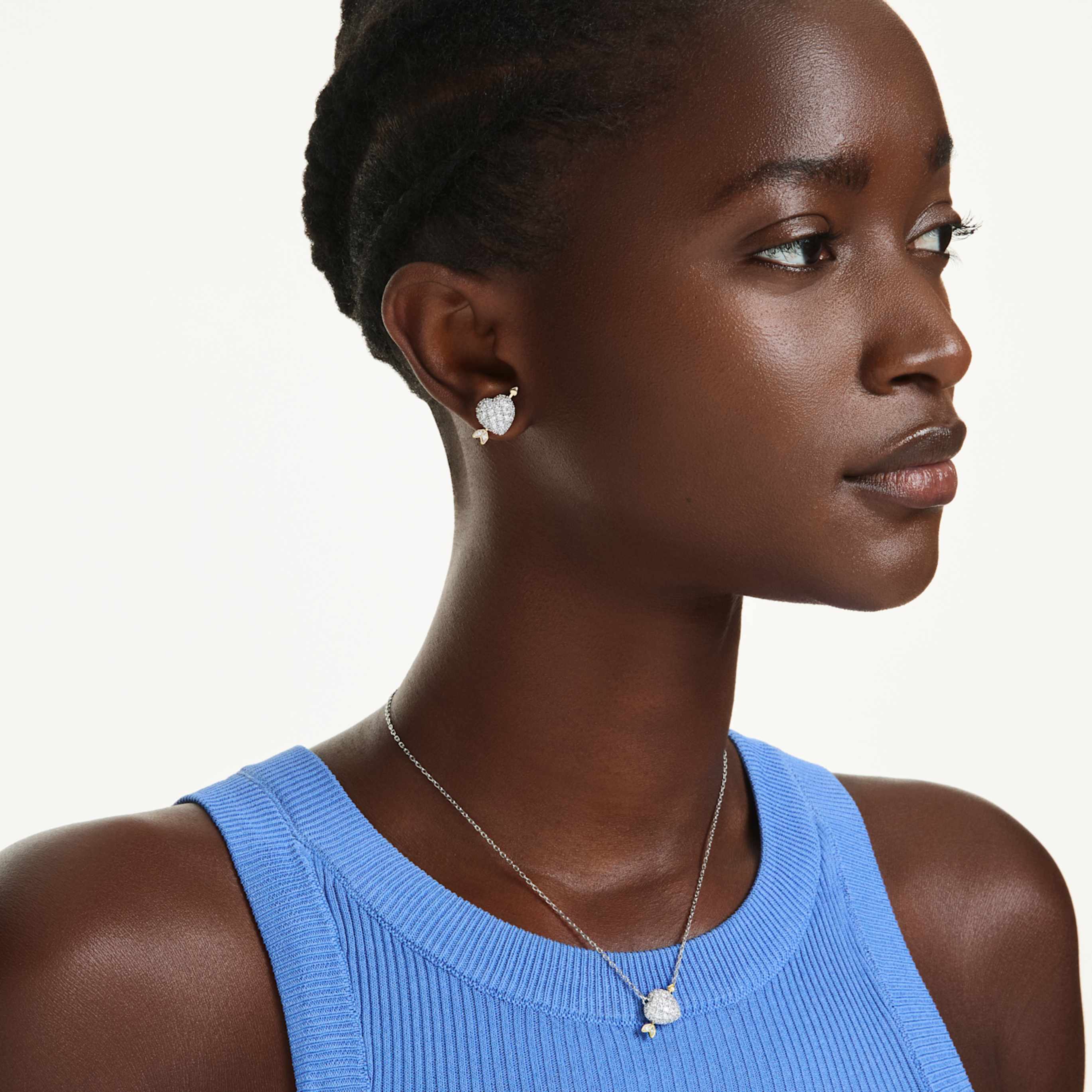 Swarovski Idyllia set Mixed cuts, Heart with arrow, White, 18K rose gold finish