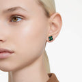 Swarovski Idyllia stud earrings Clover, Green, 18K gold finish