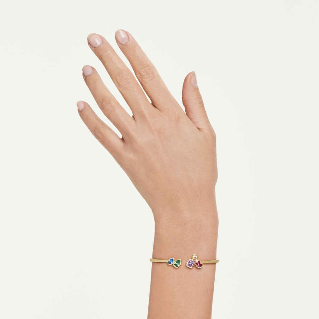 Swarovski Imber bangle Mixed cuts, Multicolored, 18K gold finish