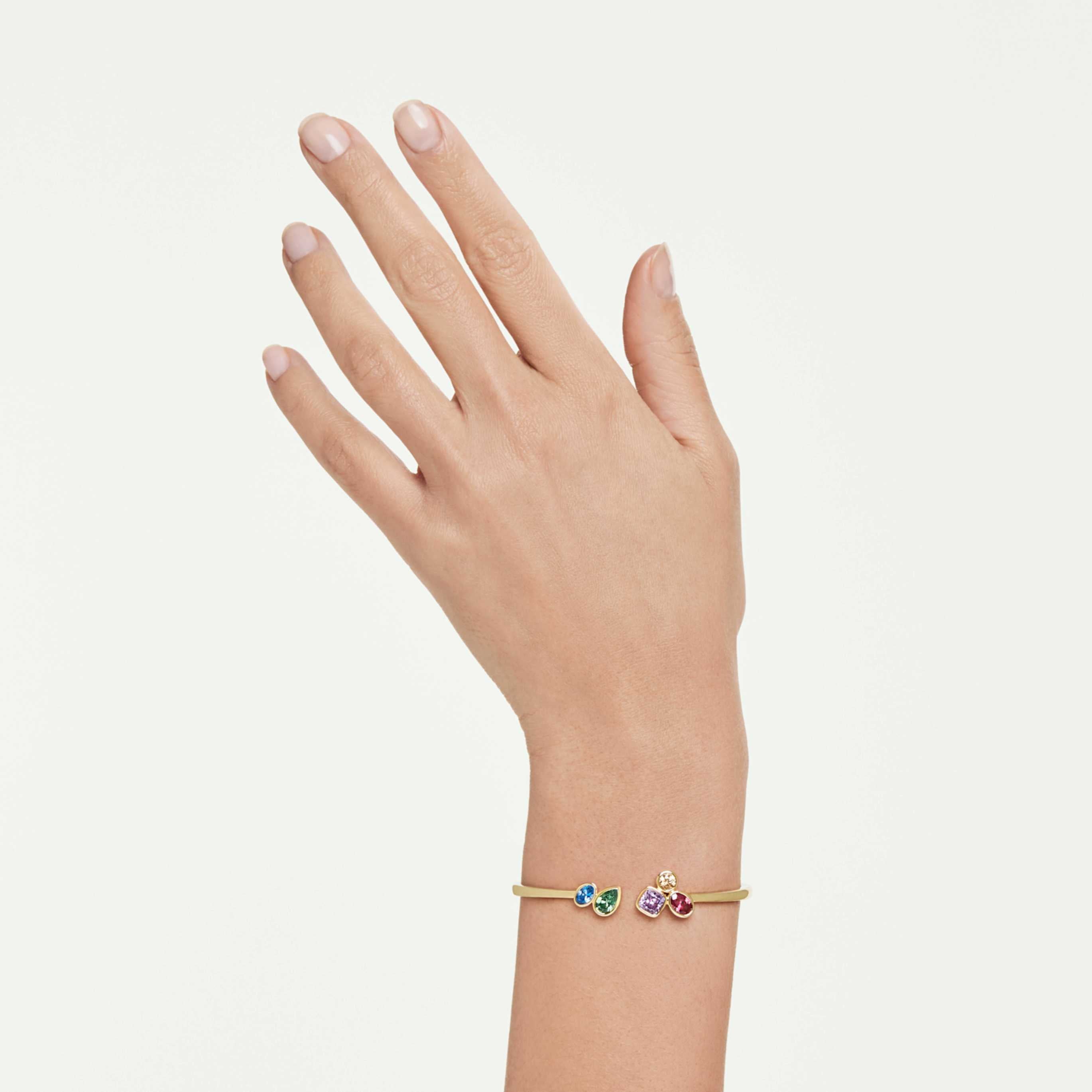 Swarovski Imber bangle Mixed cuts, Multicolored, 18K gold finish