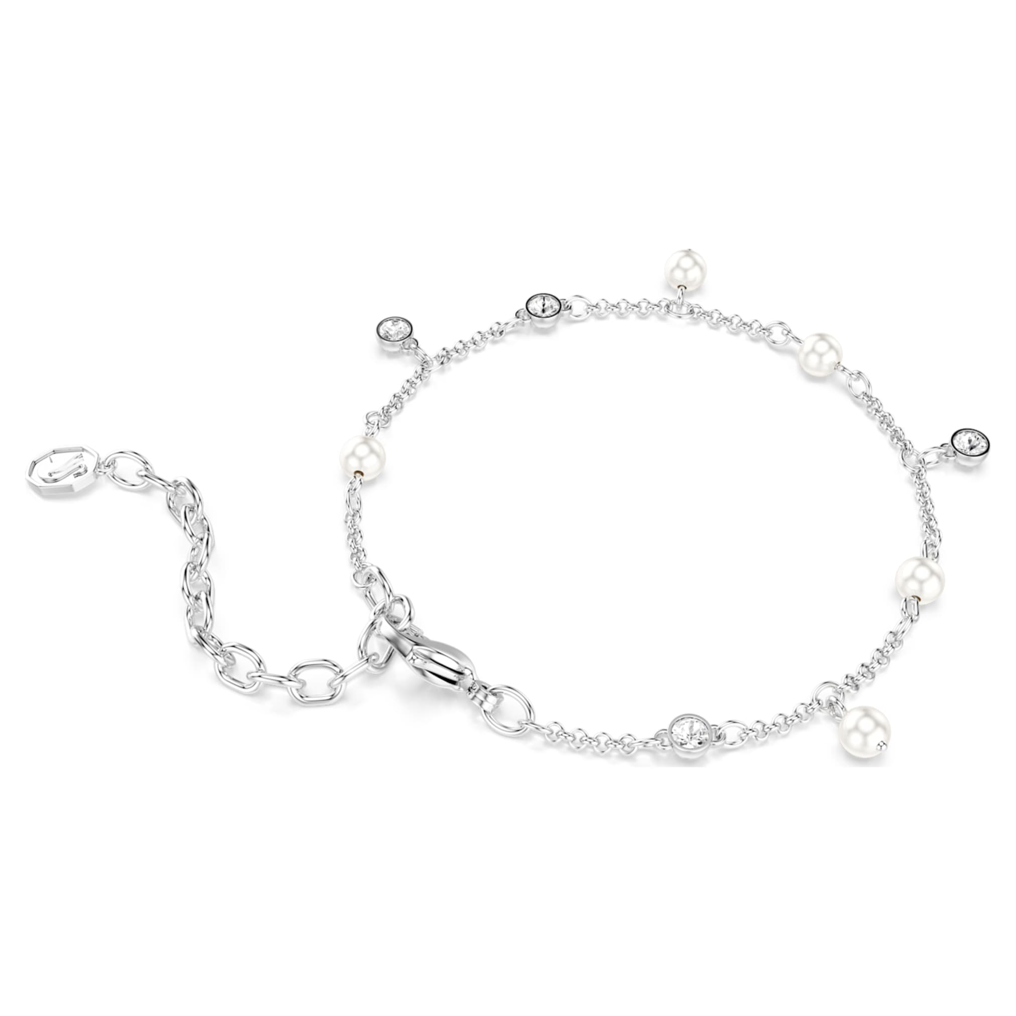 Swarovski Imber bracelet Crystal pearl, Round cut, White, Rhodium plated