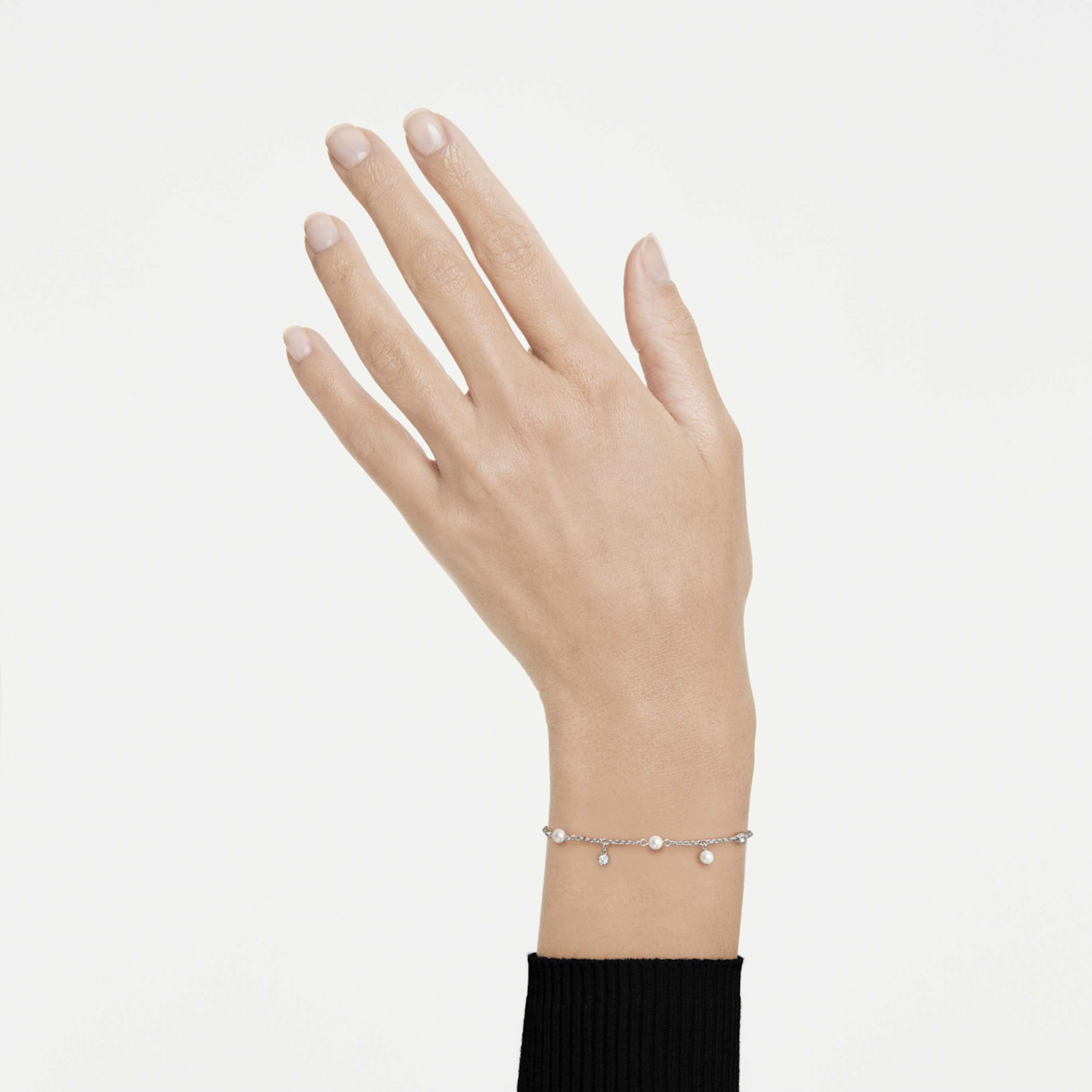 Swarovski Imber bracelet Crystal pearl, Round cut, White, 18K rose gold finish