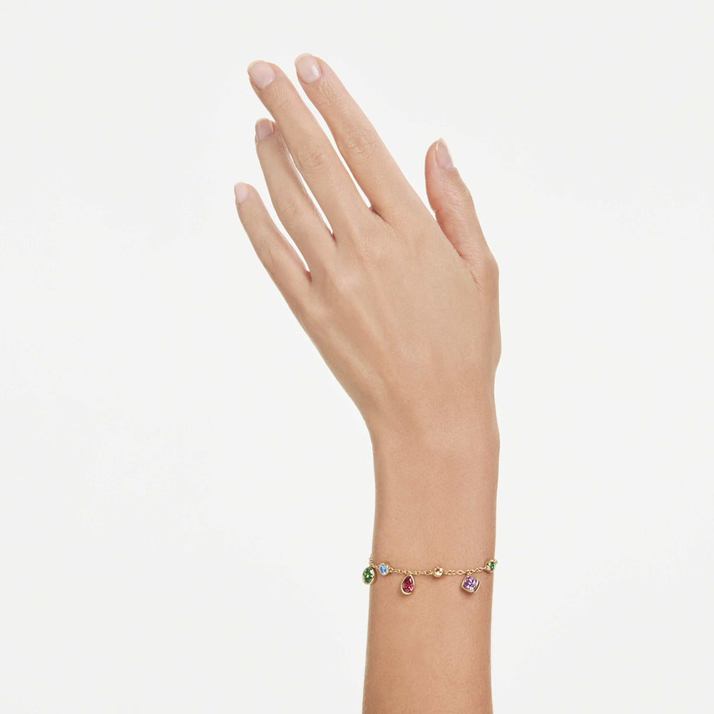 Swarovski Imber bracelet Mixed cuts, Multicolored, 18K gold finish