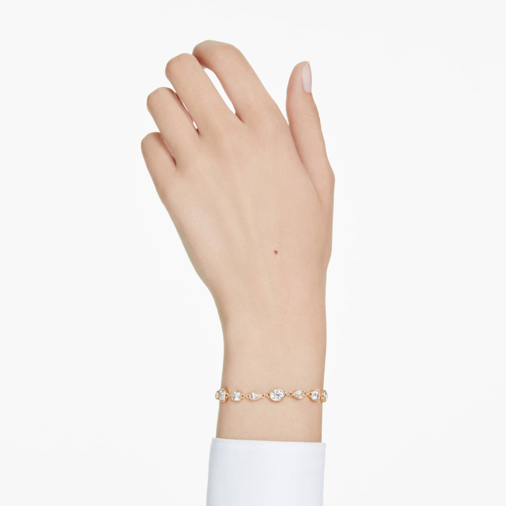 Swarovski Imber bracelet Mixed cuts, White, 18K gold finish