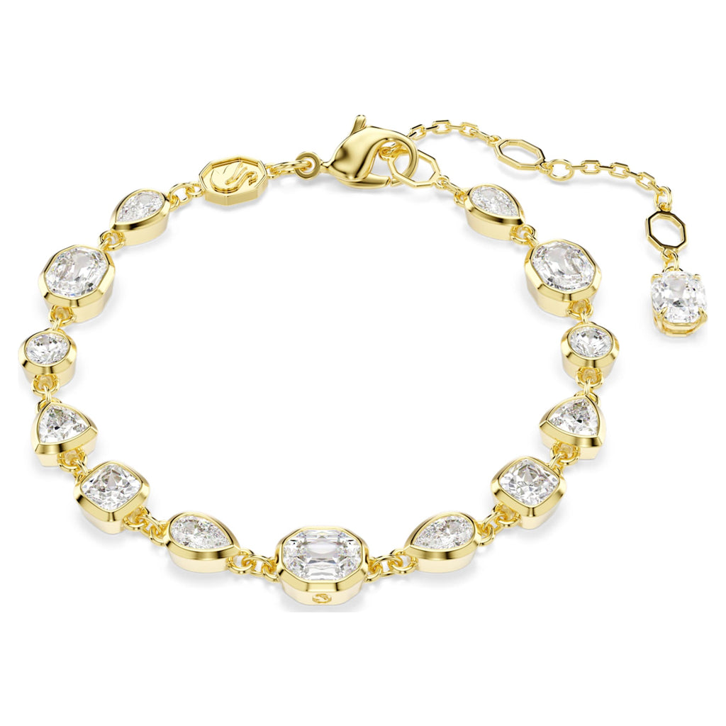 Swarovski Imber bracelet Mixed cuts, White, 18K gold finish