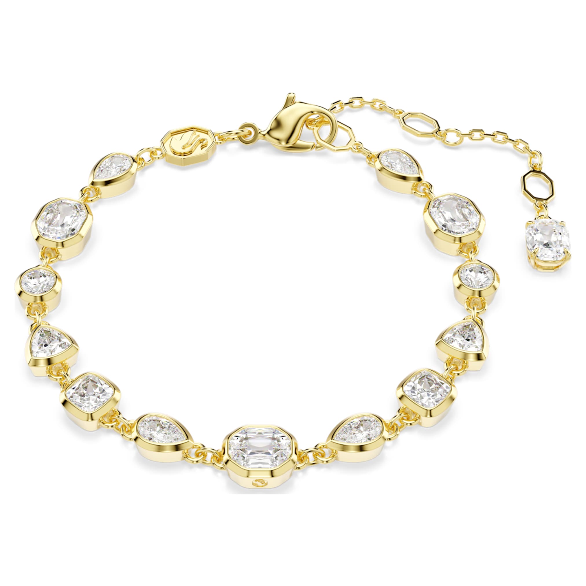 Swarovski Imber bracelet Mixed cuts, White, 18K gold finish