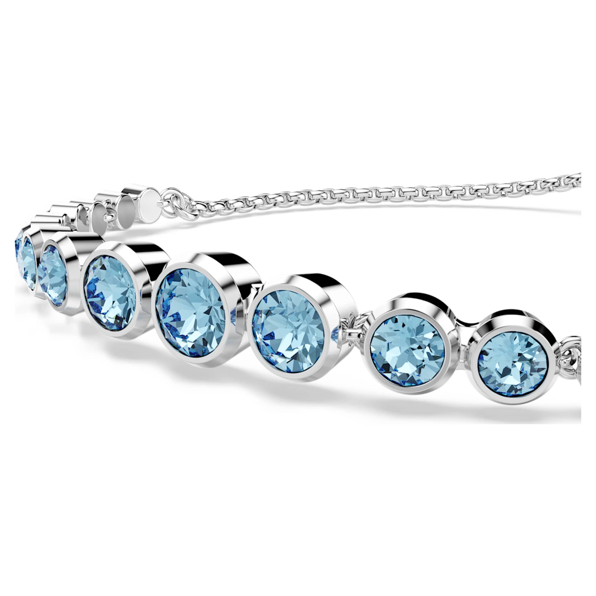 Swarovski Imber bracelet Mixed round cuts, Blue, Rhodium plated