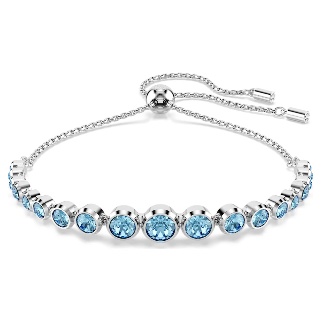 Swarovski Imber bracelet Mixed round cuts, Blue, Rhodium plated