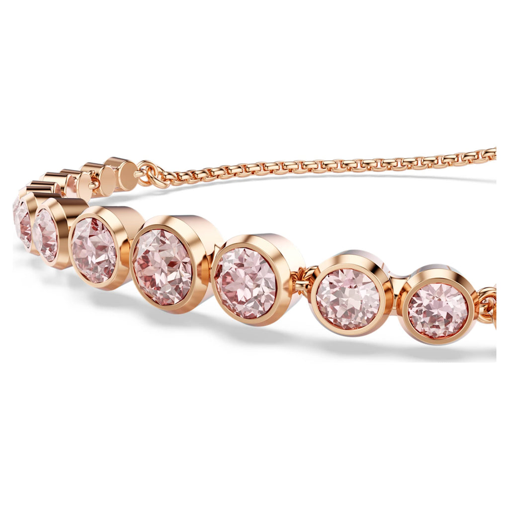 Swarovski Imber bracelet Mixed round cuts, Pink, 18K rose gold finish