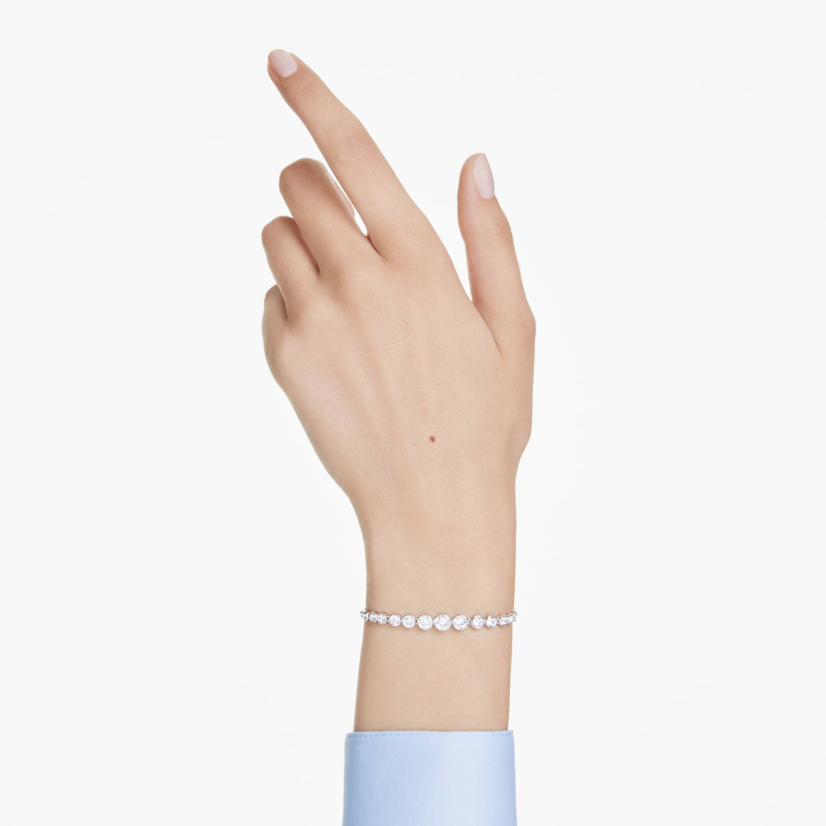 Swarovski Imber bracelet Mixed round cuts, White, 18K gold finish