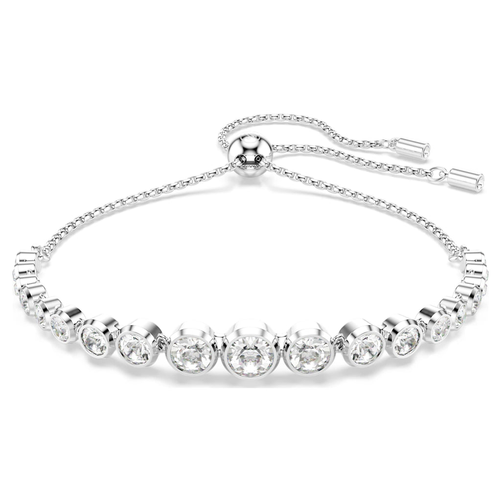 Swarovski Imber bracelet Mixed round cuts, White, Rhodium plated