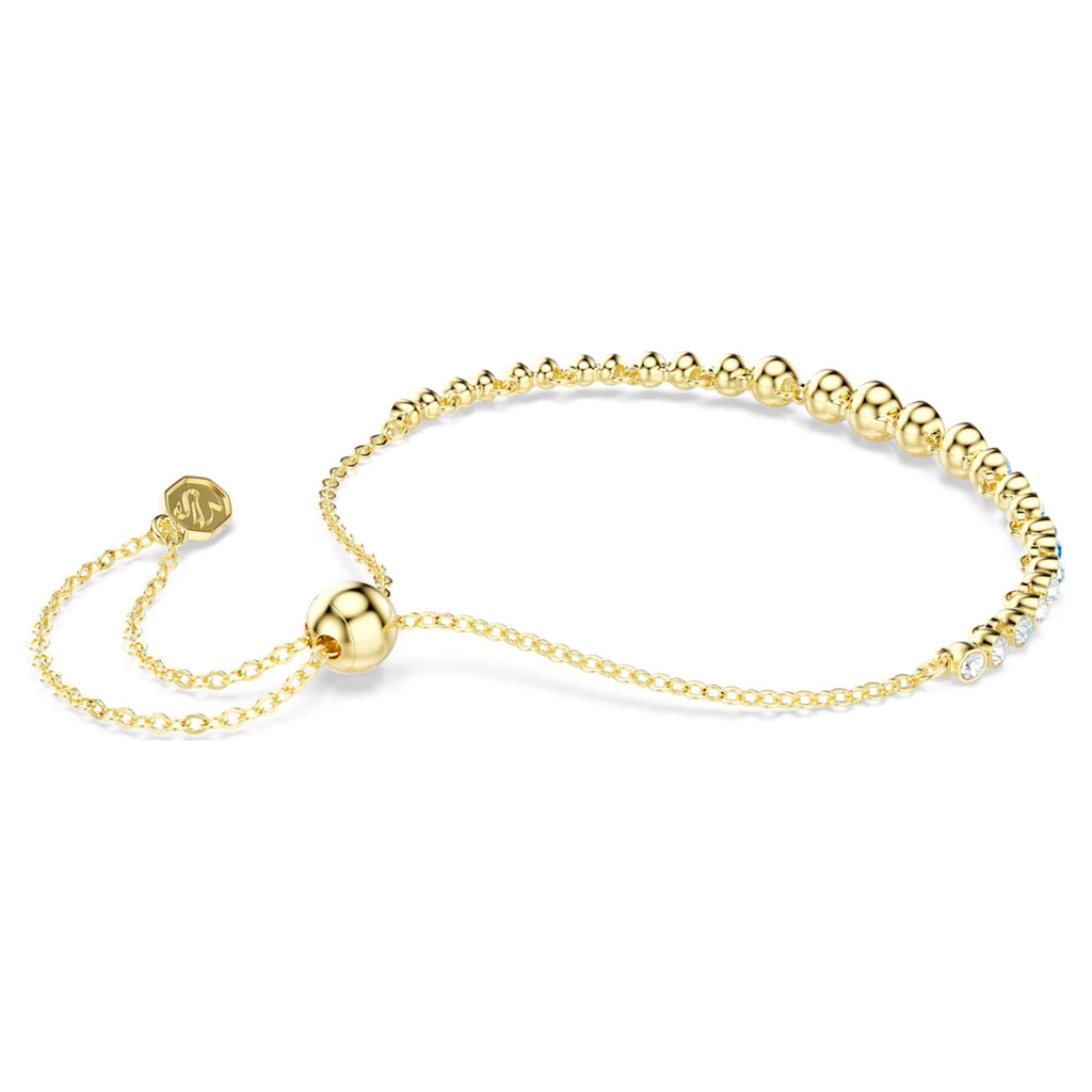 Swarovski Imber bracelet Round cut, Blue, 18K gold finish