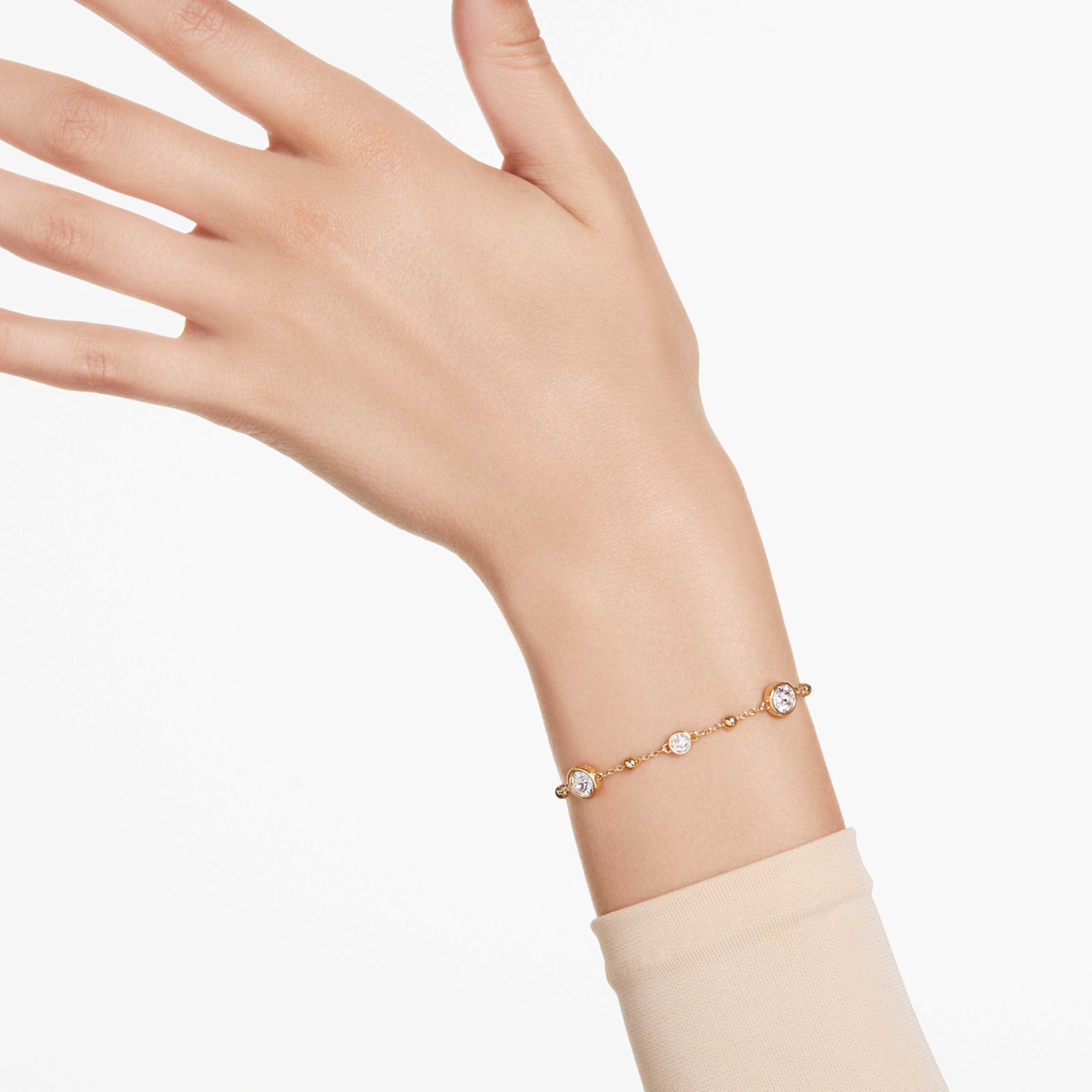 Swarovski Imber bracelet Round cut, Green, 18K gold finish