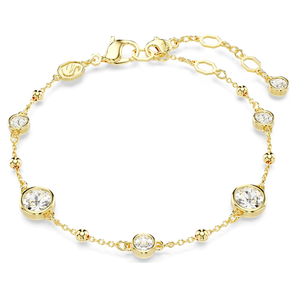 Swarovski Imber bracelet Round cut, Scattered design, White, 18K gold finish