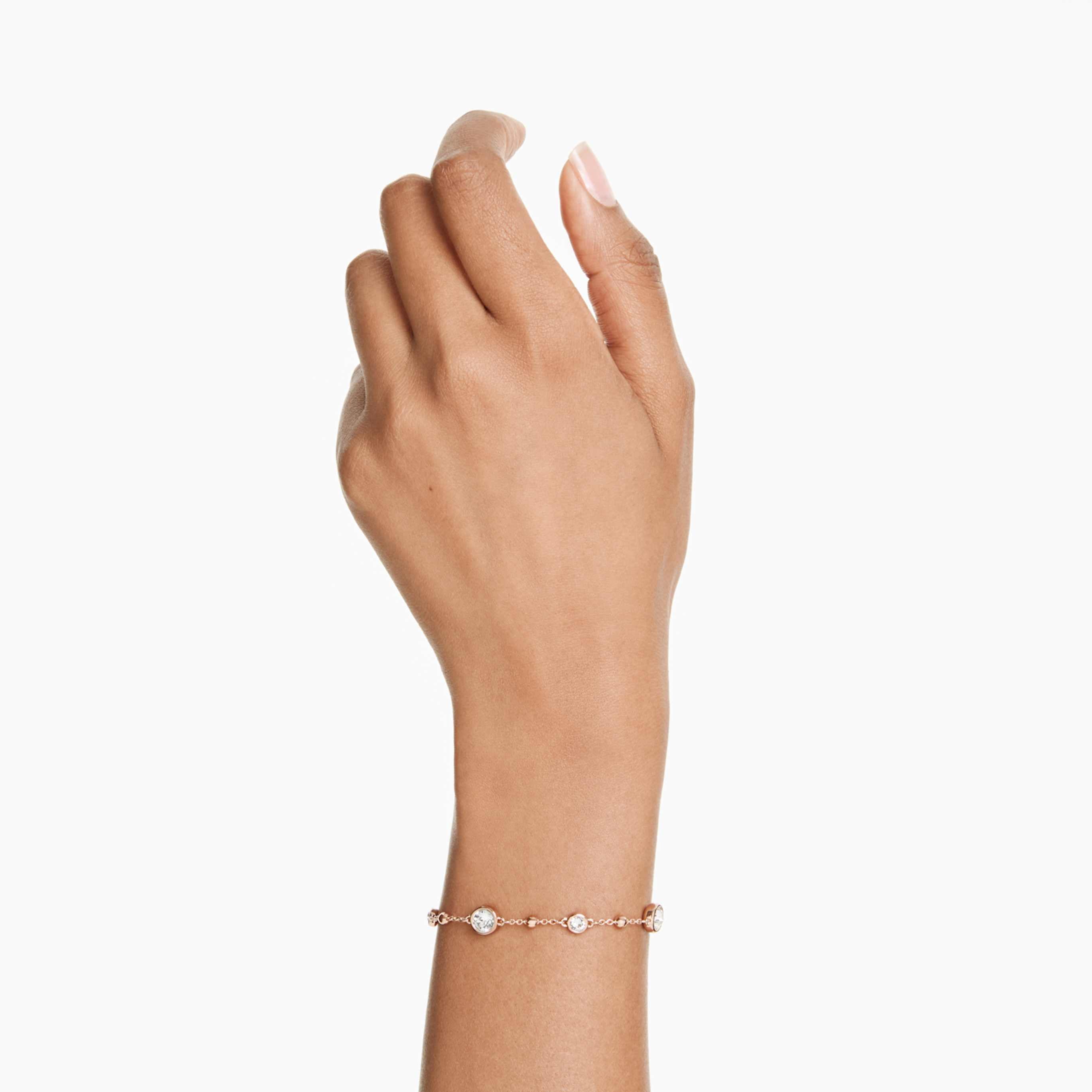 Swarovski Imber bracelet Round cut, White, Rhodium plated