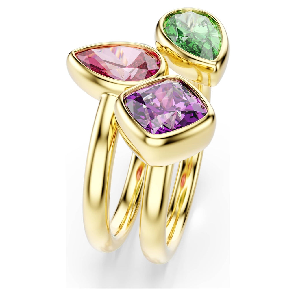 Swarovski Imber cocktail ring Set (2), Mixed cuts, Multicolored, 18K gold finish