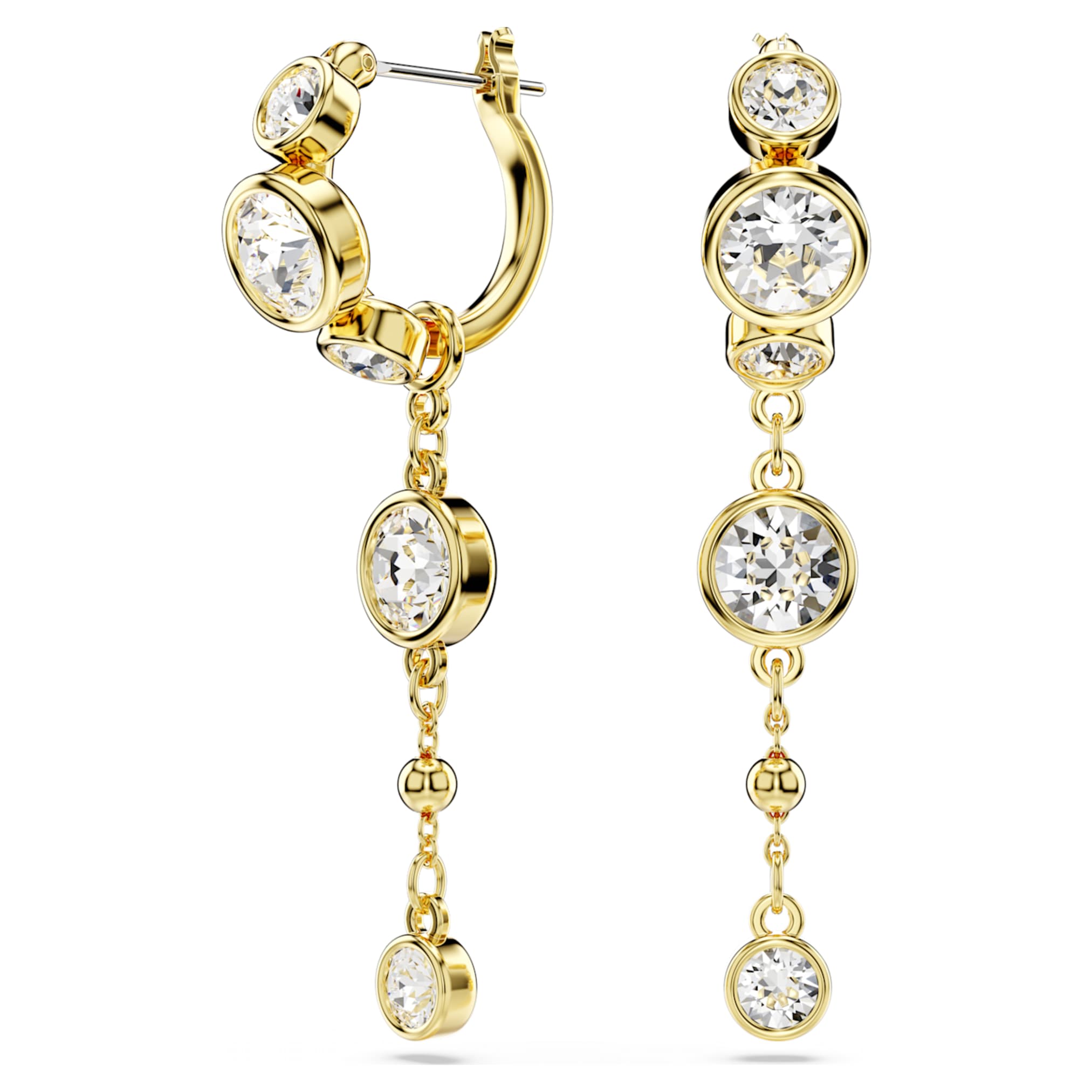 Swarovski Imber drop earrings Round cut, White, 18K gold finish