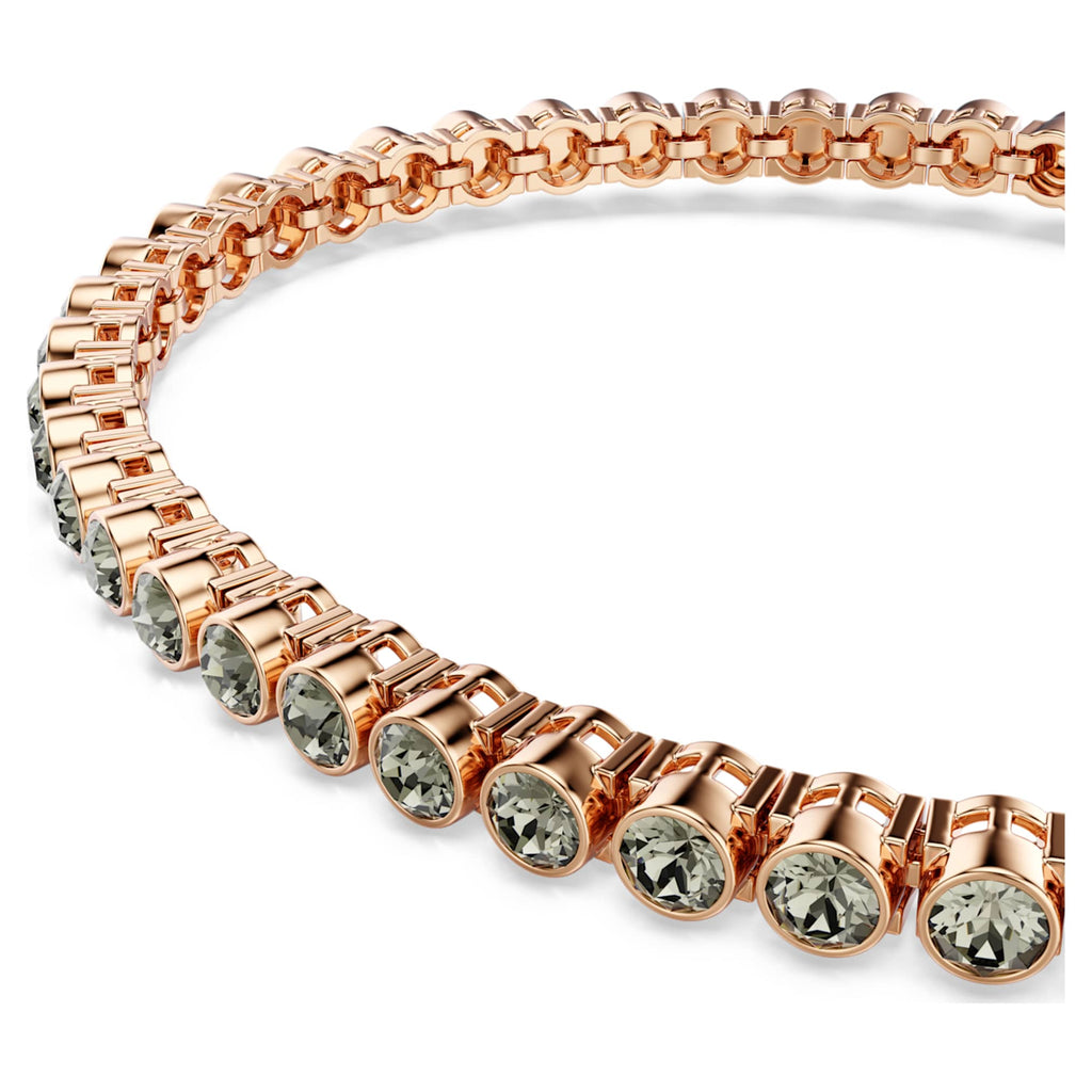 Swarovski Imber Emily Tennis bracelet Round cut, Black, 18K rose gold finish