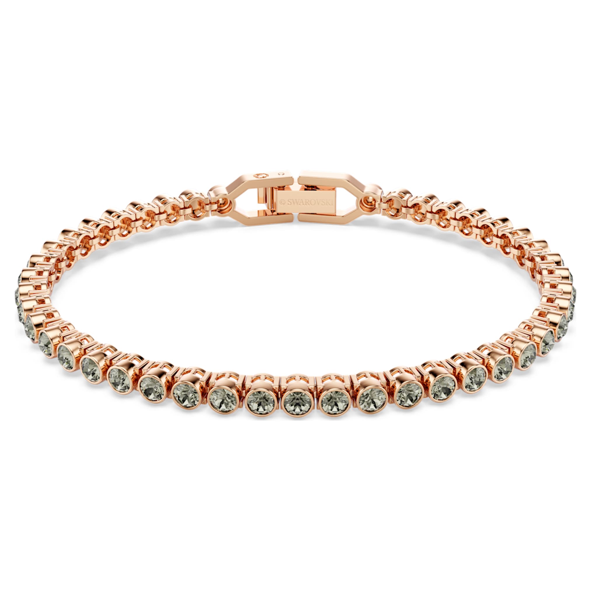 Swarovski Imber Emily Tennis bracelet Round cut, Black, 18K rose gold finish