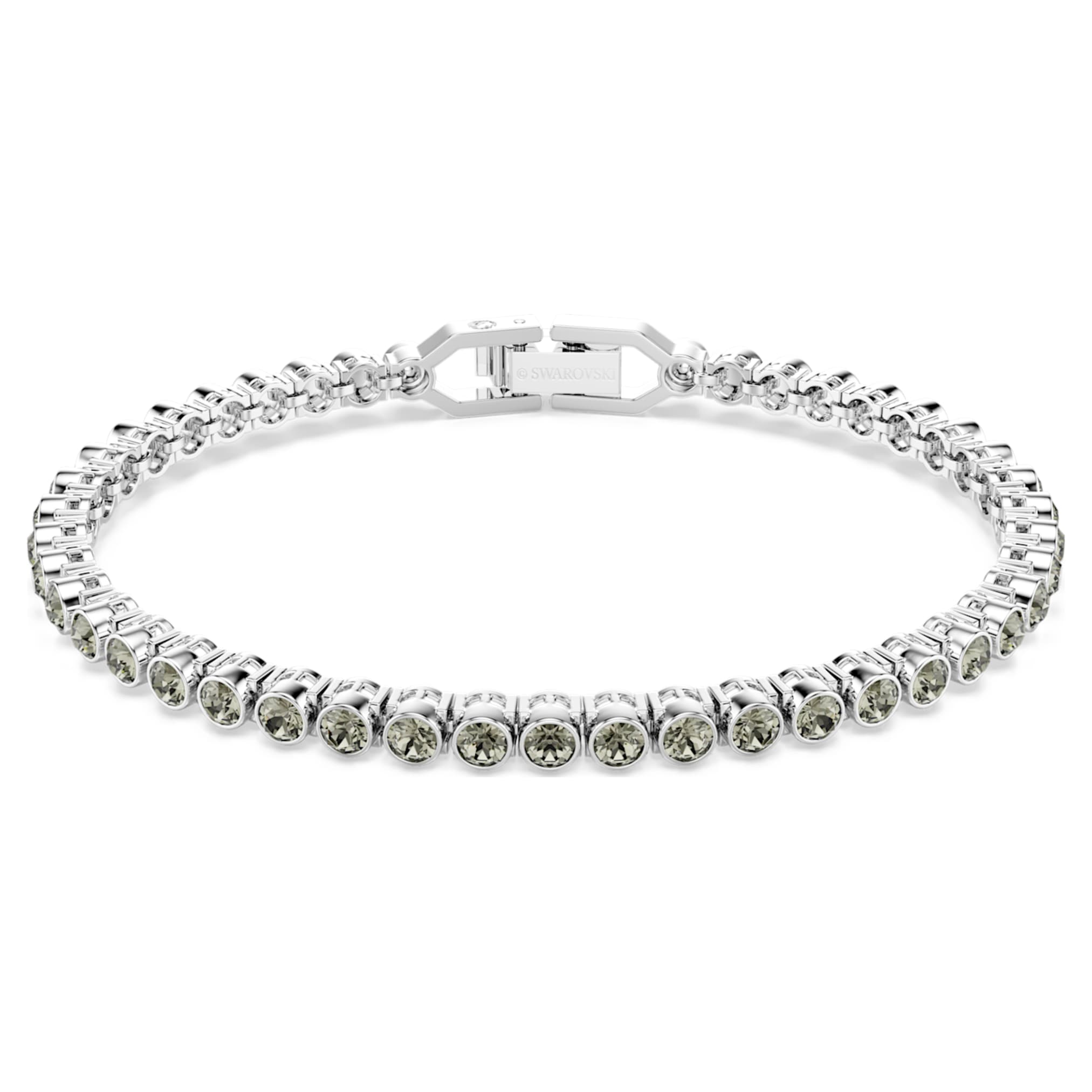 Swarovski Imber Emily Tennis bracelet Round cut, Black, Rhodium plated