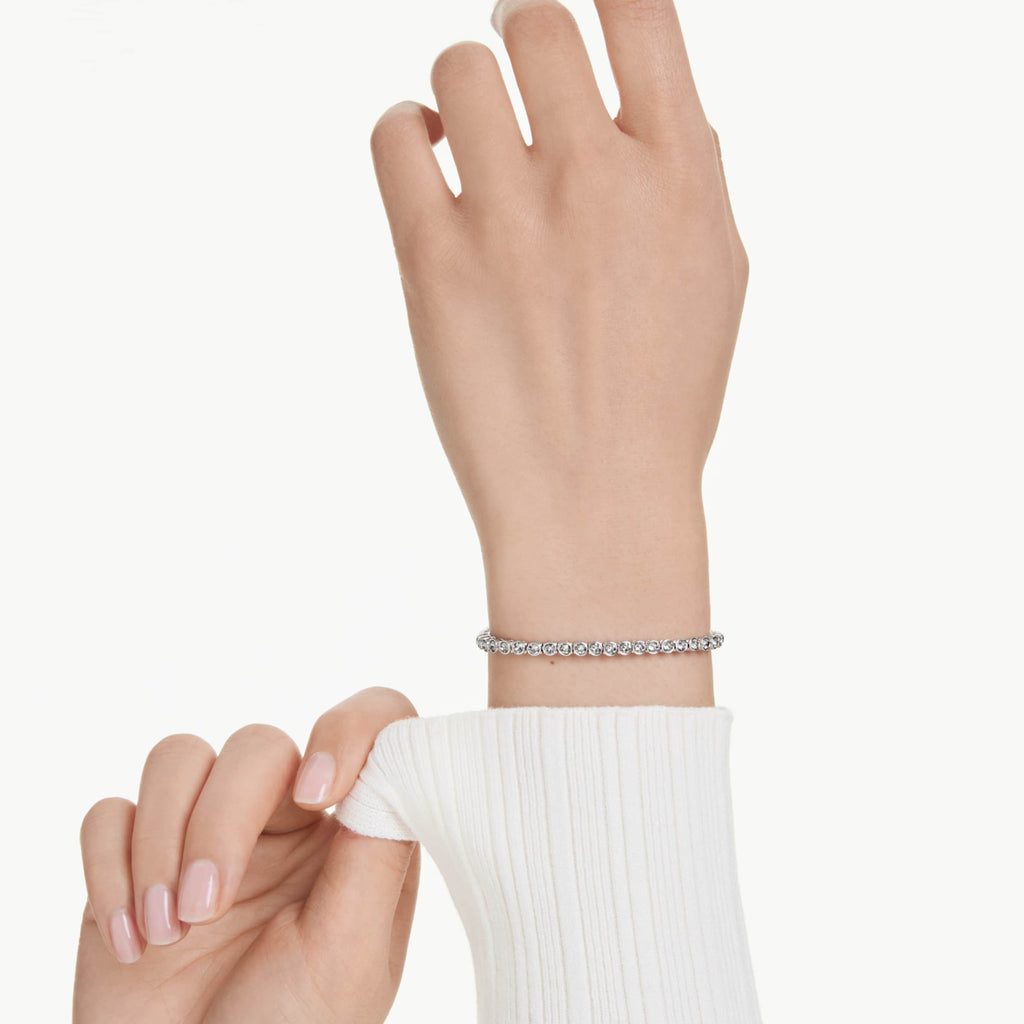 Swarovski Imber Emily Tennis bracelet Round cut, White, Rhodium plated