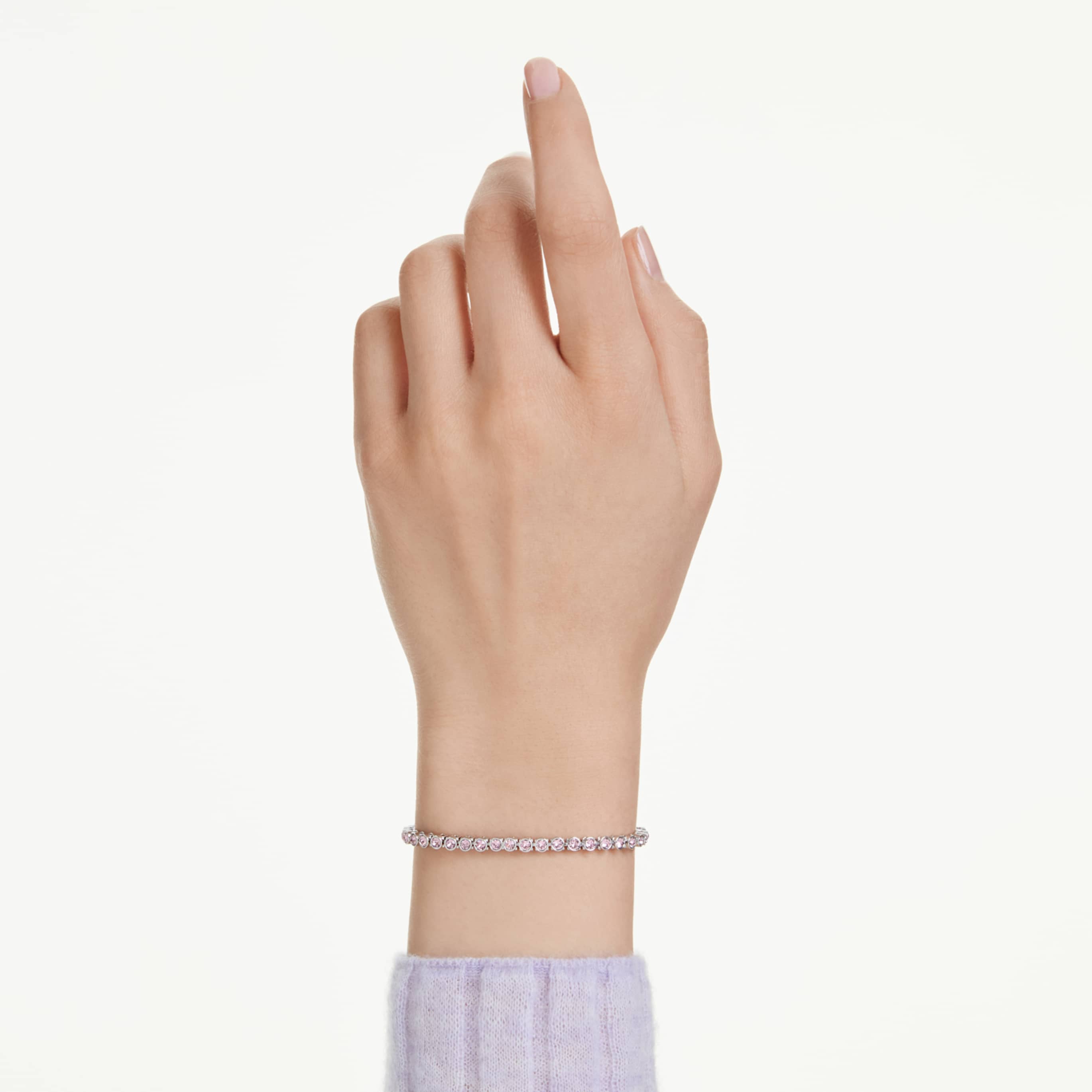 Swarovski Imber Emily Tennis bracelet Round cut, White, Rhodium plated