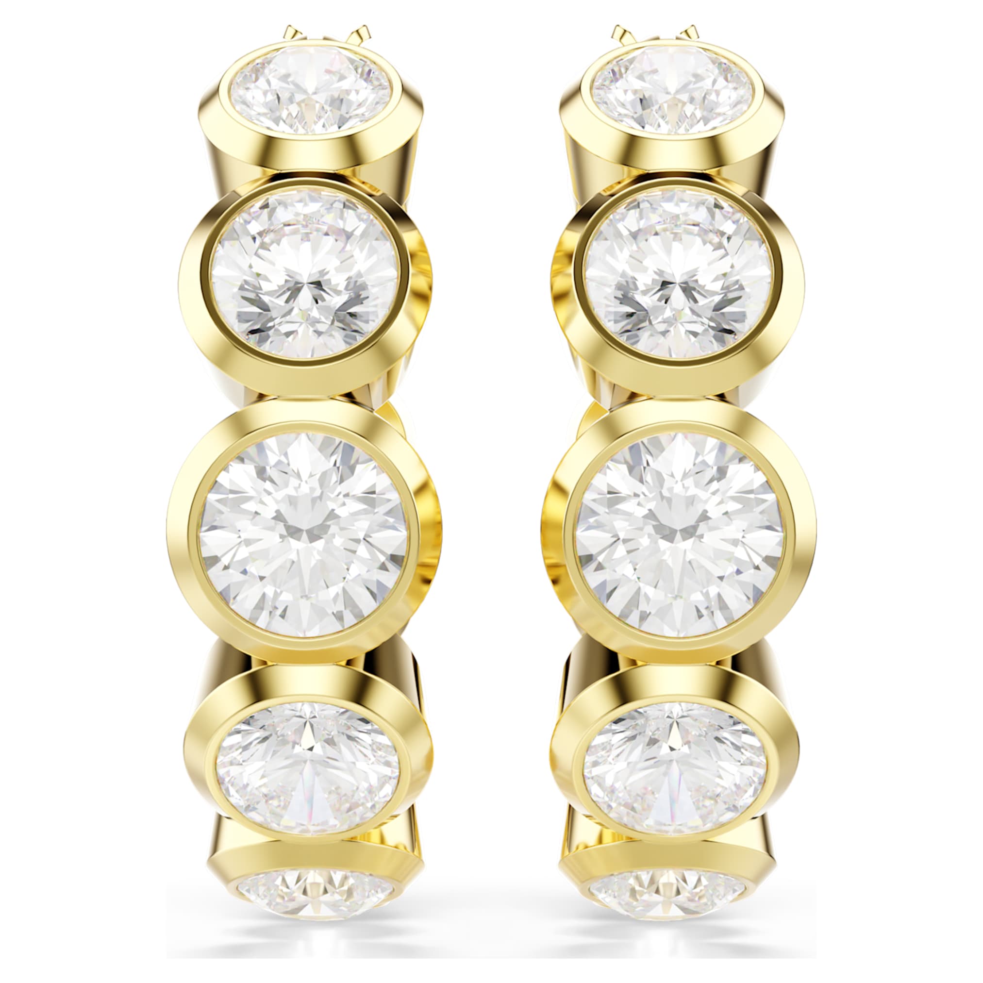 Swarovski Imber hoop earrings Round cut, White, 18K gold finish