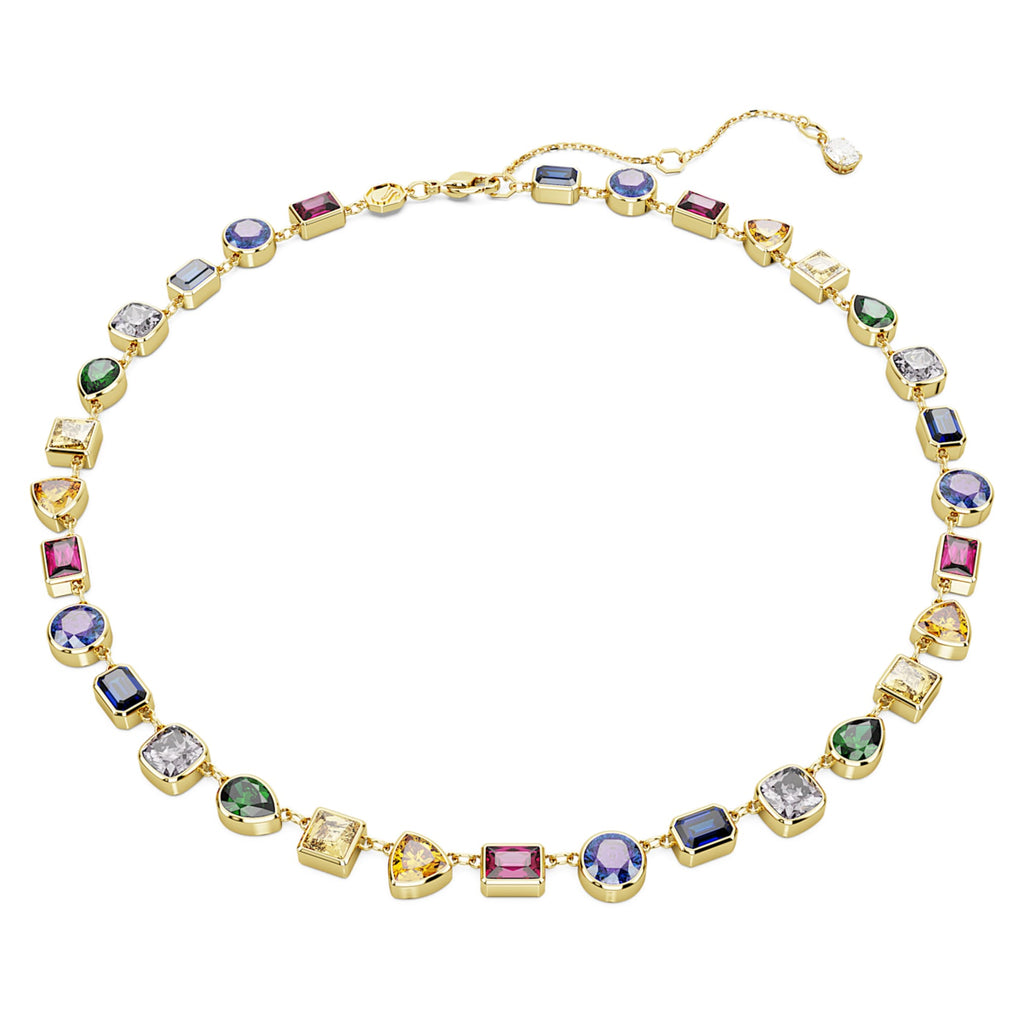 Swarovski Imber necklace Mixed cuts, Multicolored, 18K gold finish
