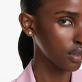 Swarovski Imber stud earrings Round cut, White, 18K gold finish