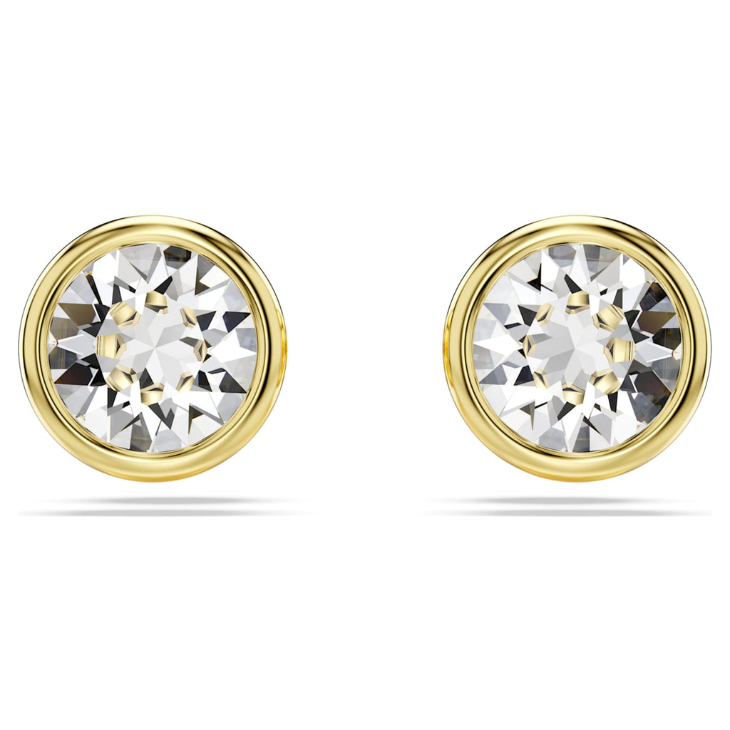 Swarovski Imber stud earrings Round cut, White, 18K gold finish