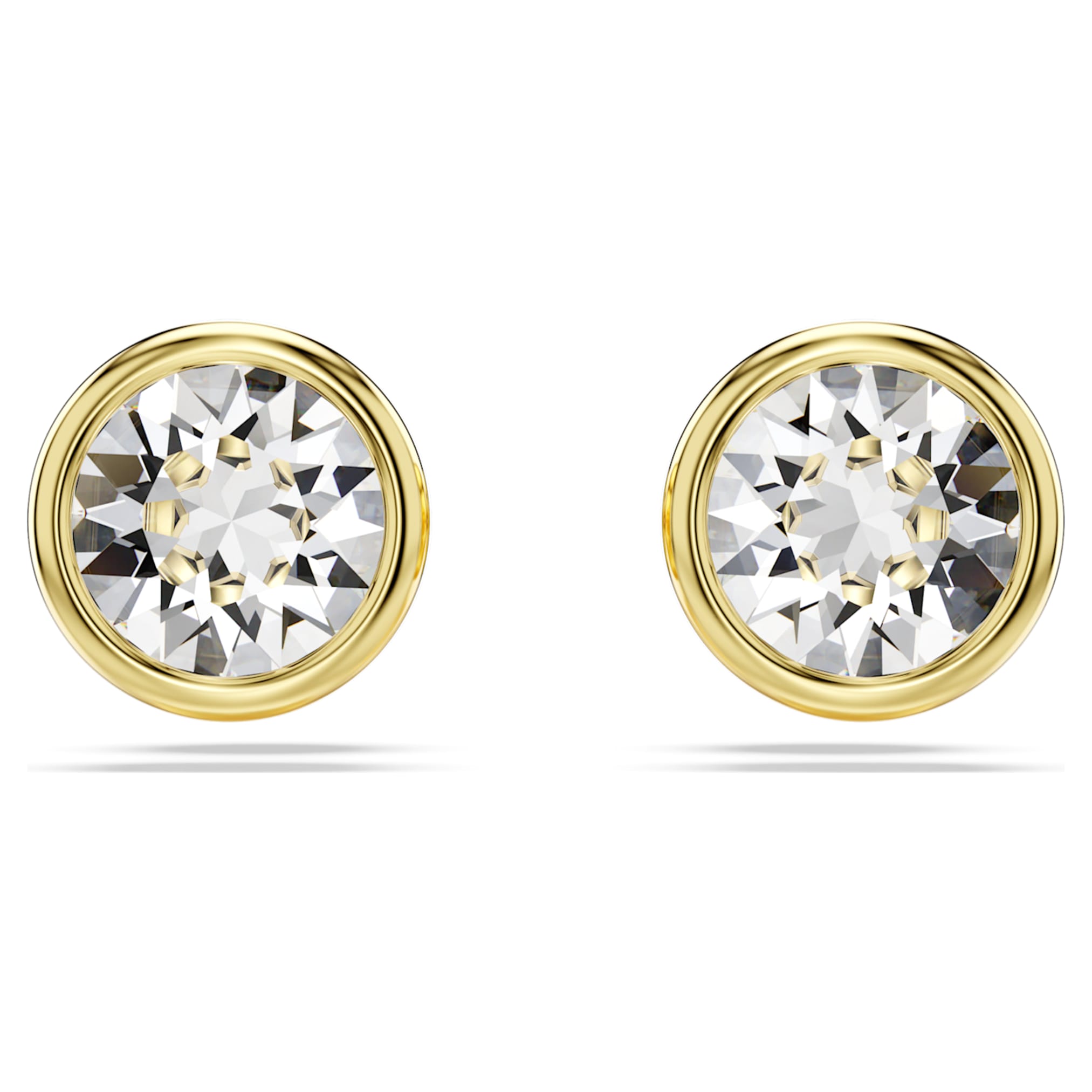 Swarovski Imber stud earrings Round cut, White, 18K gold finish