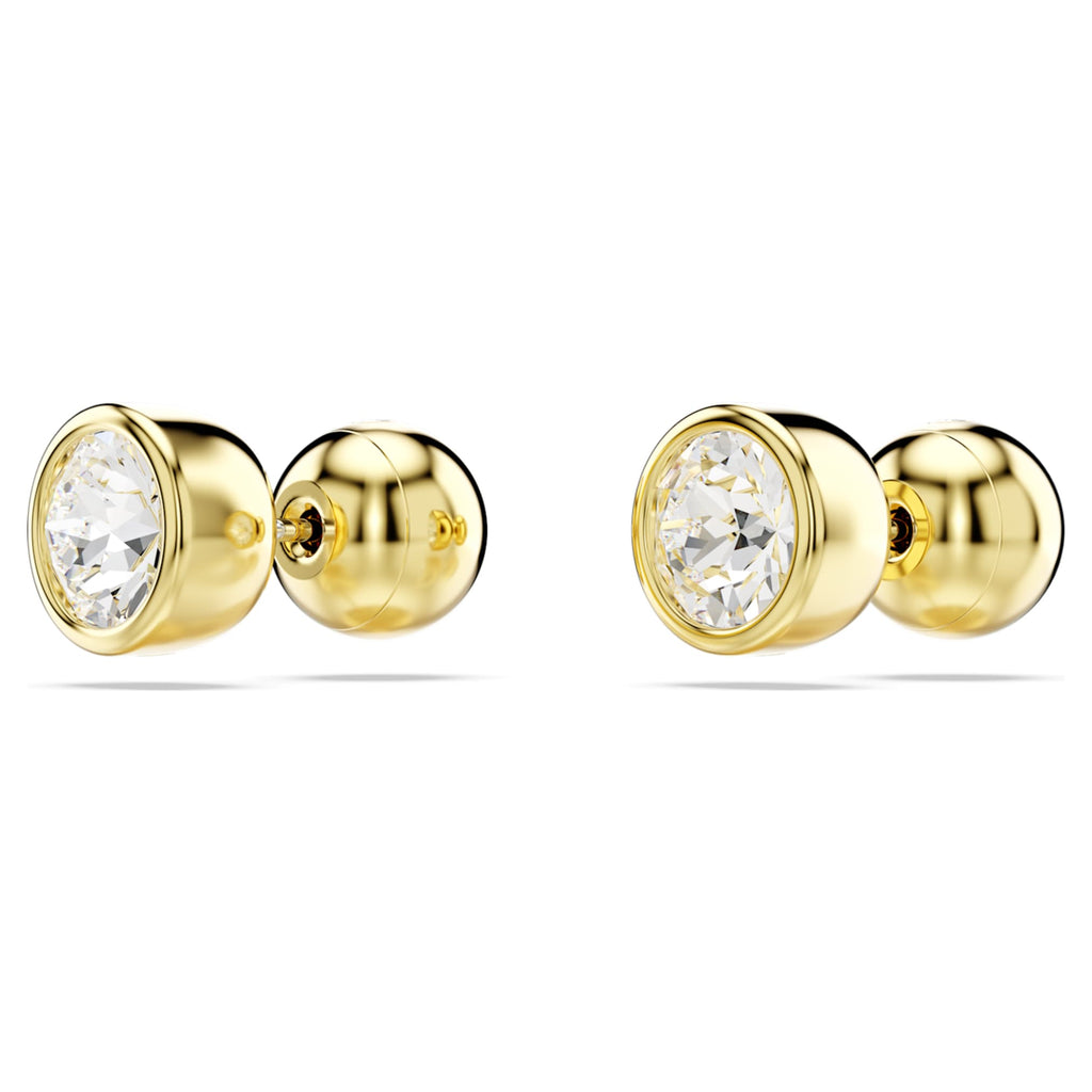 Swarovski Imber stud earrings Round cut, White, 18K gold finish